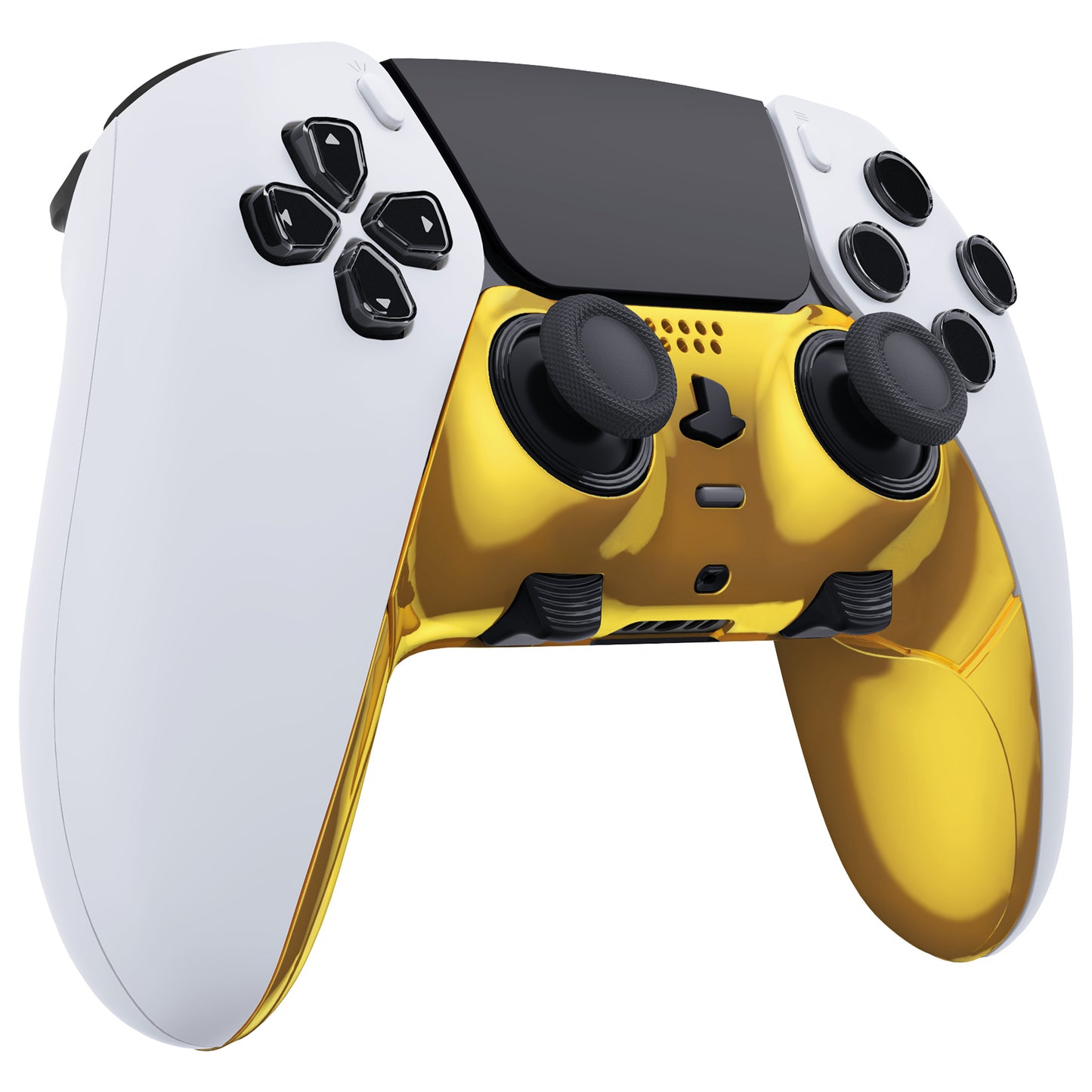 eXtremeRate Replacement Top Bottom Decorative Trim Shell Compatible with PS5 Edge Controller - Chrome Gold