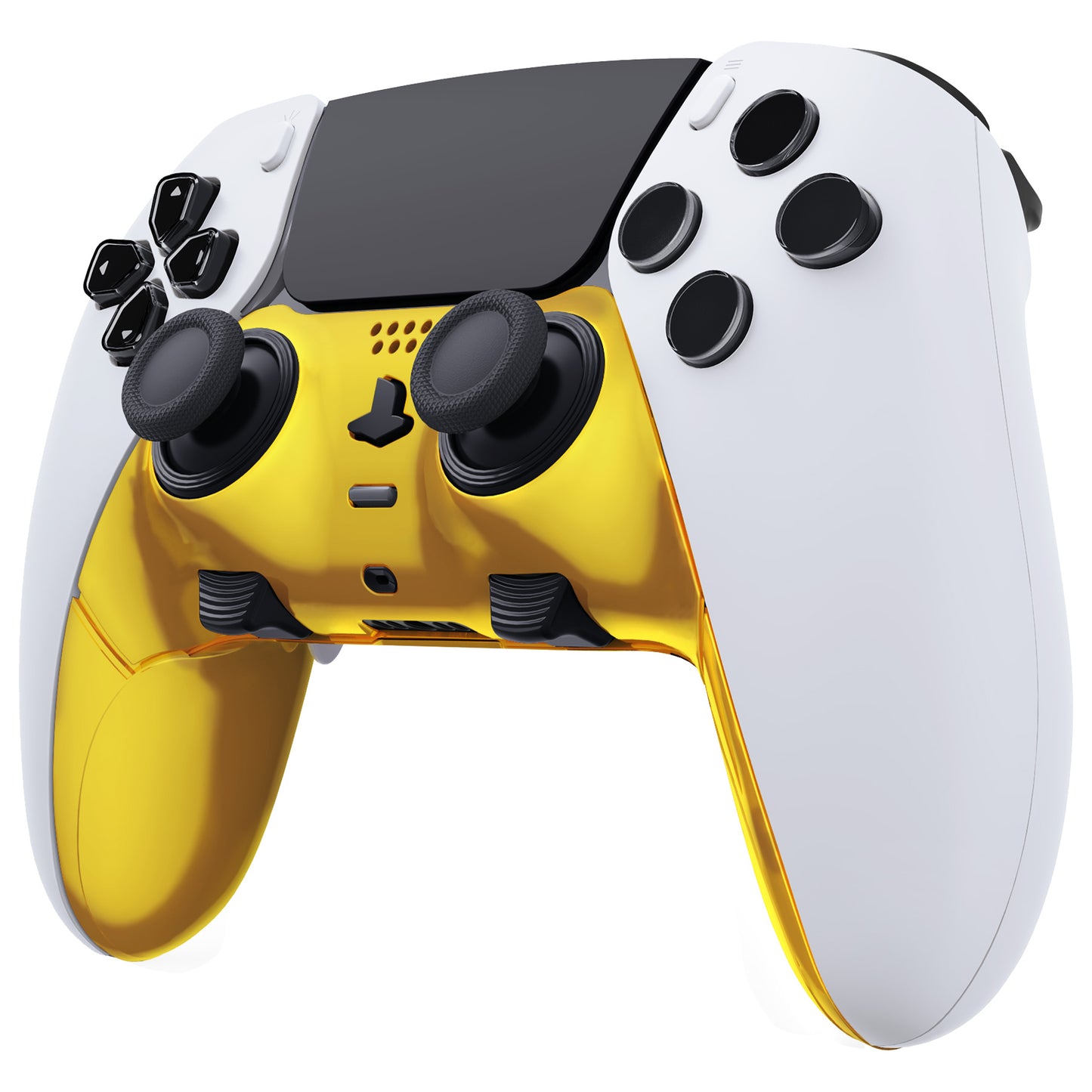 eXtremeRate Replacement Top Bottom Decorative Trim Shell Compatible with PS5 Edge Controller - Chrome Gold