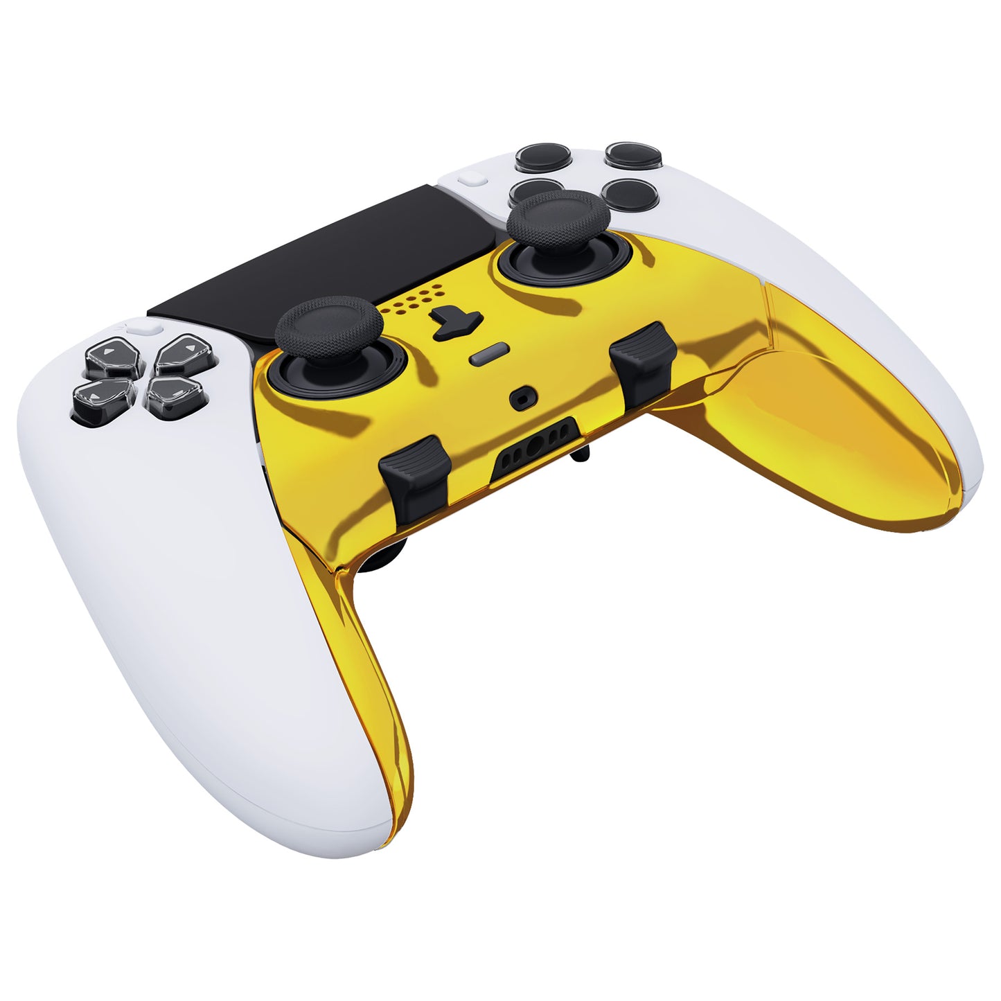 eXtremeRate Replacement Top Bottom Decorative Trim Shell Compatible with PS5 Edge Controller - Chrome Gold