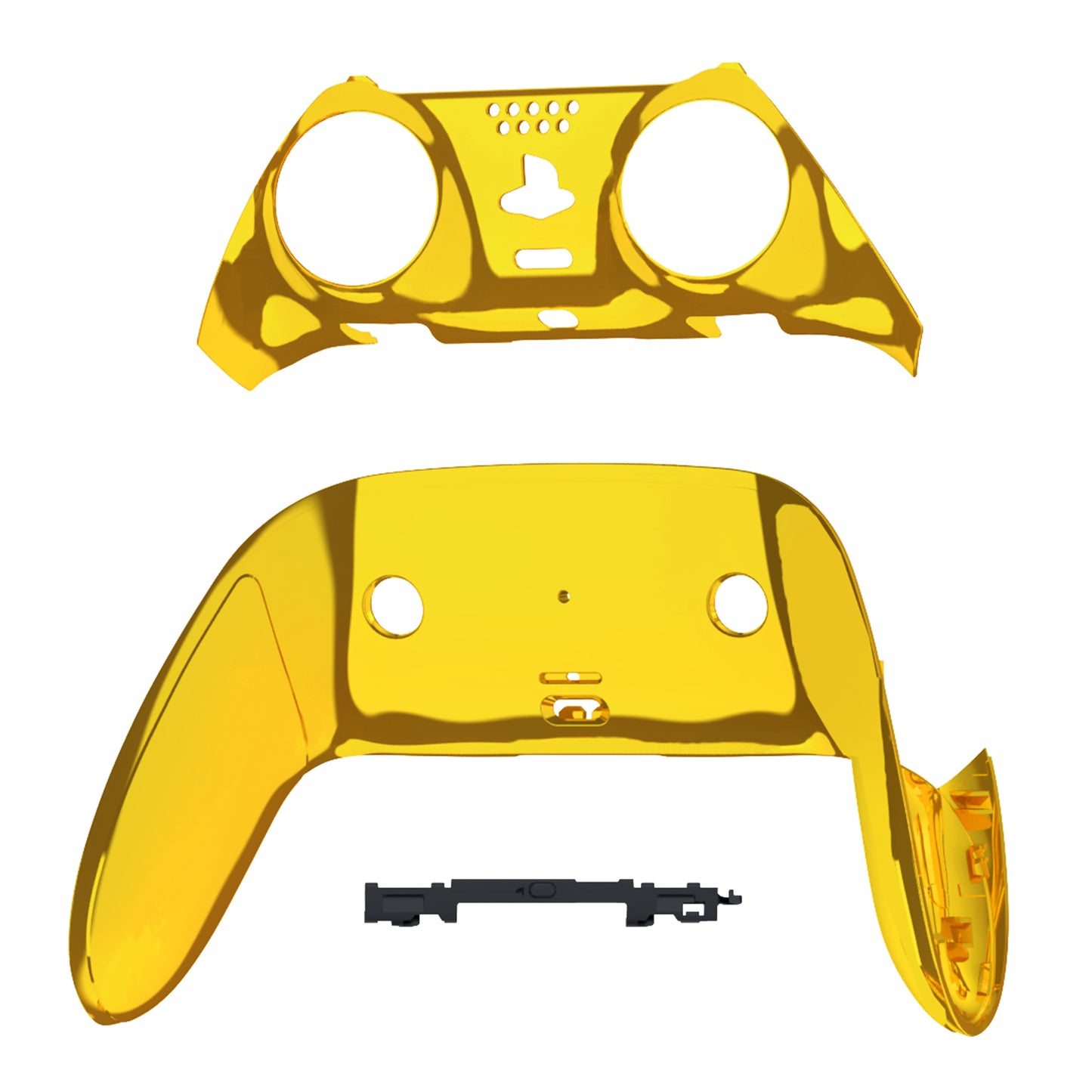 eXtremeRate Replacement Top Bottom Decorative Trim Shell Compatible with PS5 Edge Controller - Chrome Gold