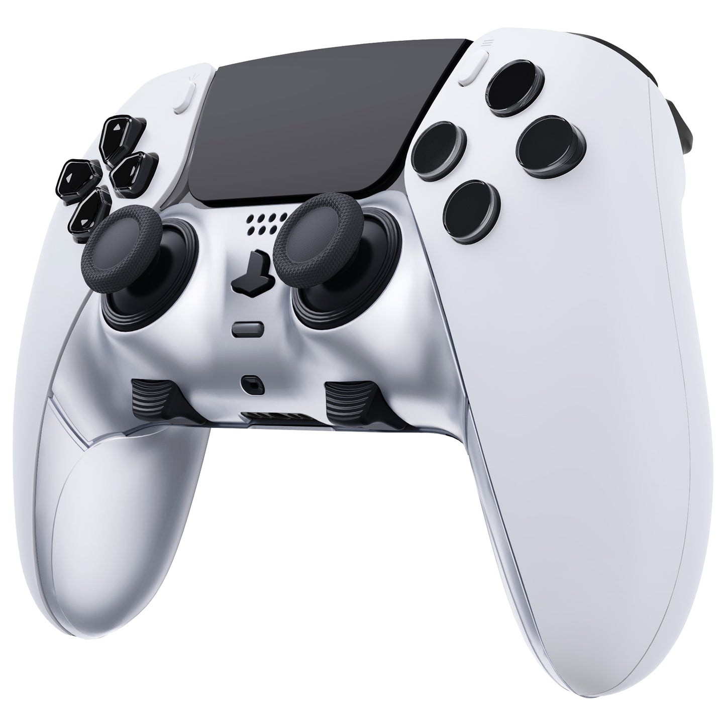 eXtremeRate Replacement Top Bottom Decorative Trim Shell Compatible with PS5 Edge Controller - Chrome Silver