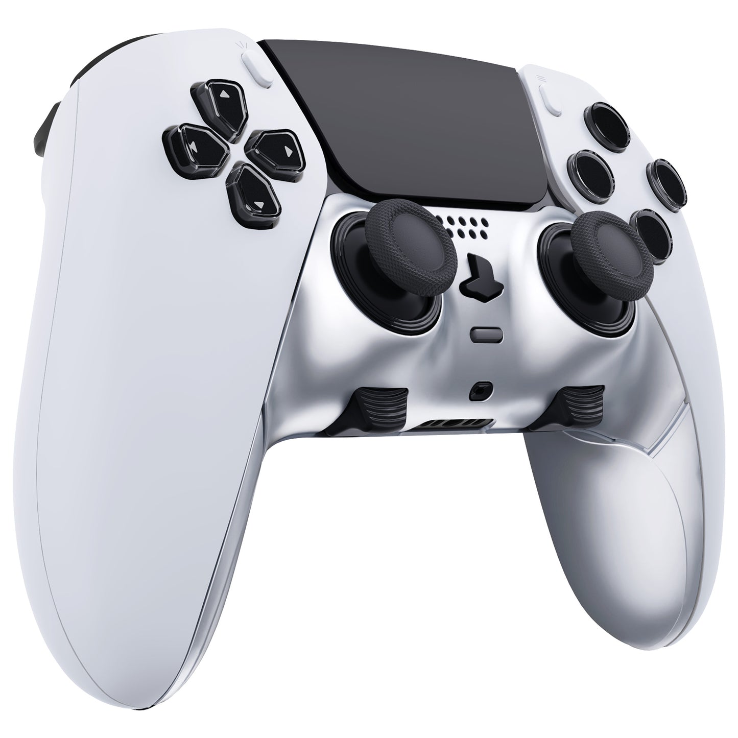 eXtremeRate Replacement Top Bottom Decorative Trim Shell Compatible with PS5 Edge Controller - Chrome Silver