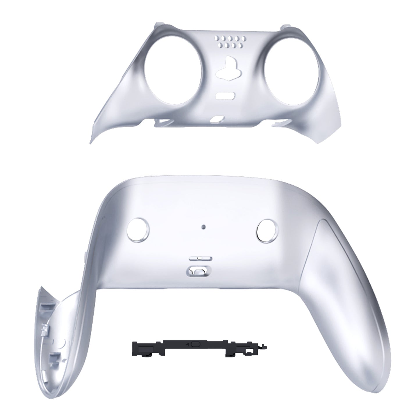 eXtremeRate Replacement Top Bottom Decorative Trim Shell Compatible with PS5 Edge Controller - Chrome Silver