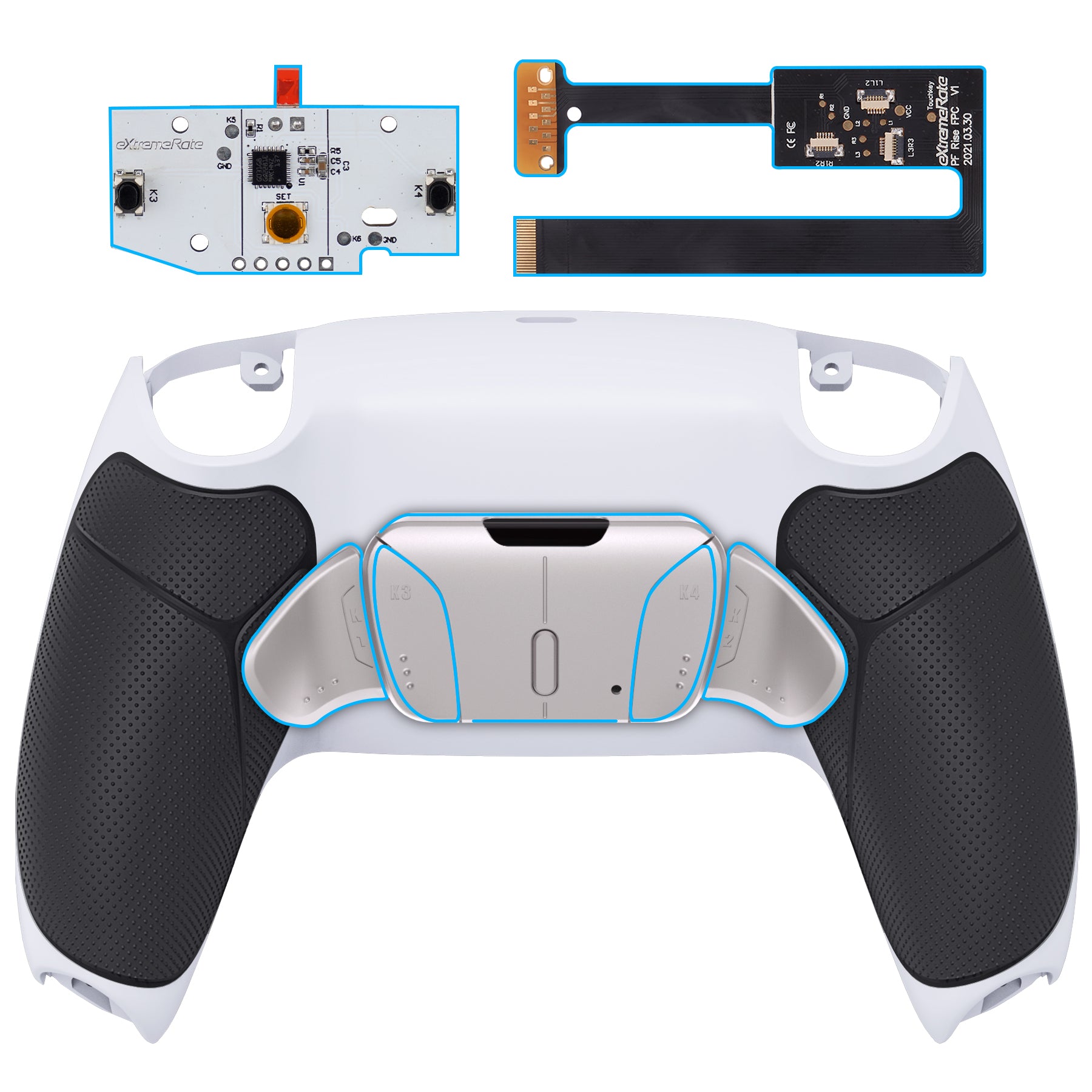eXtremeRate Silver Real Metal Buttons (RMB) RISE4 Remap Kit for PS5 ...