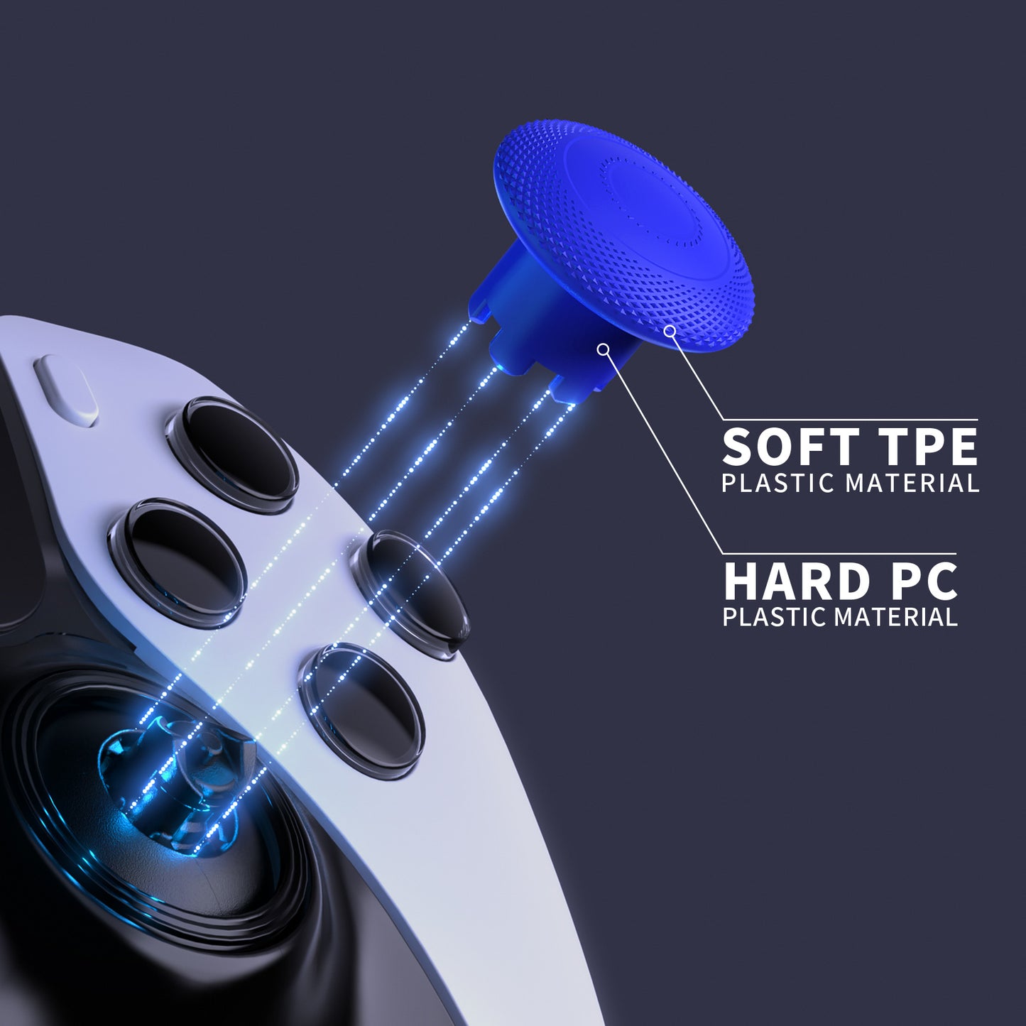 eXtremeRate ThumbsGear Interchangeable Thumbsticks for PS5 Edge Controller - Blue