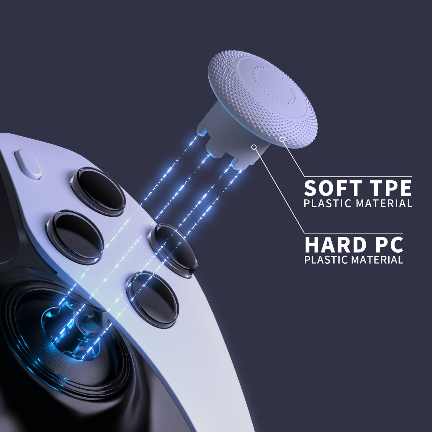 eXtremeRate ThumbsGear Interchangeable Thumbsticks for PS5 Edge Controller - Original White