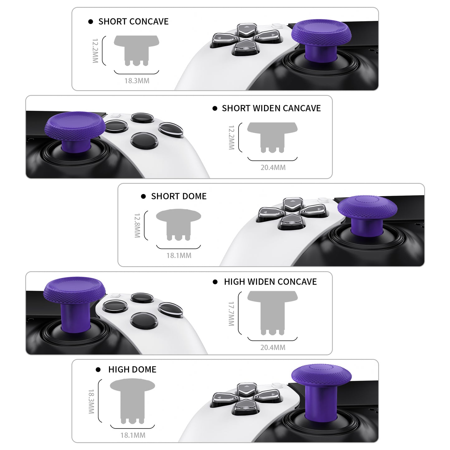 eXtremeRate ThumbsGear Interchangeable Thumbsticks for PS5 Edge Controller - Purple