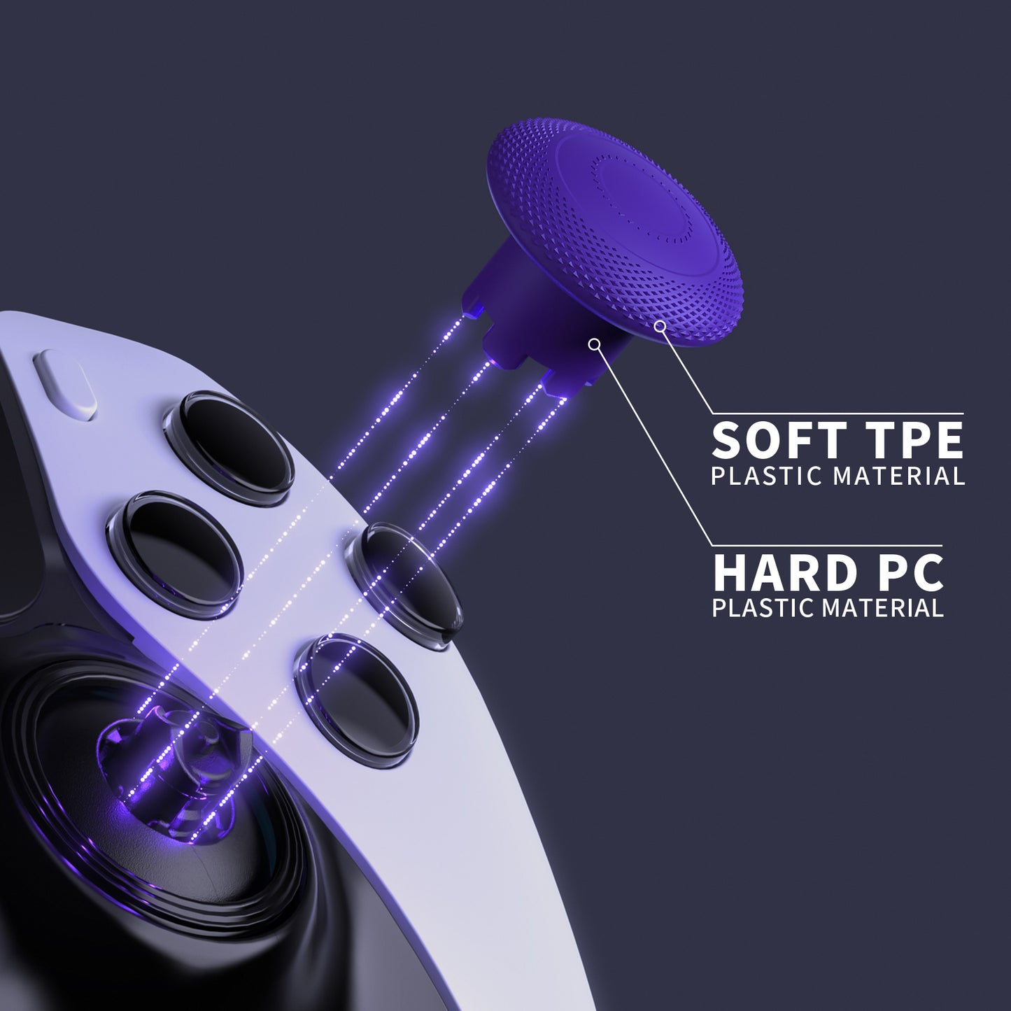 eXtremeRate ThumbsGear Interchangeable Thumbsticks for PS5 Edge Controller - Purple