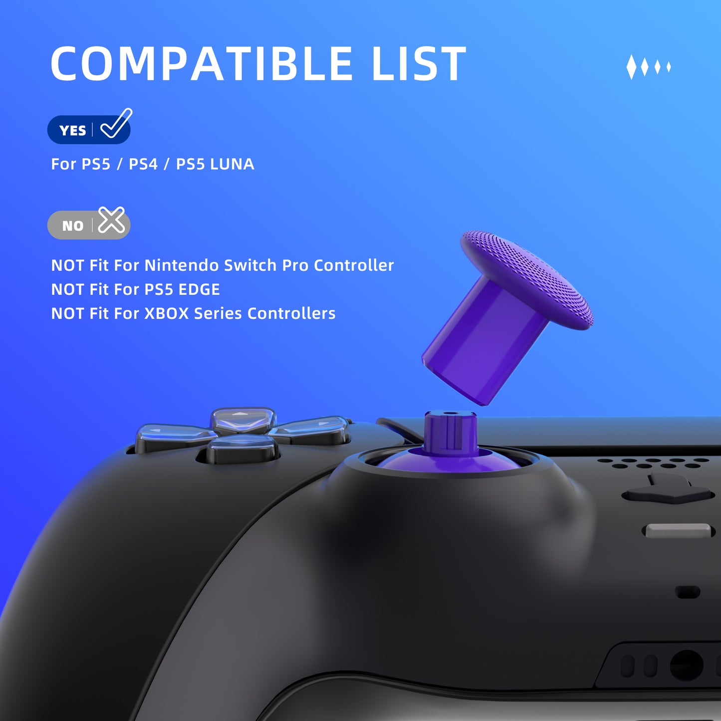 eXtremeRate ThumbsGear V2 Interchangeable Ergonomic Thumbstick with 3 Height Convex & Concave Grips Adjustable Joystick for PS5 & PS4 Controller - Purple eXtremeRate