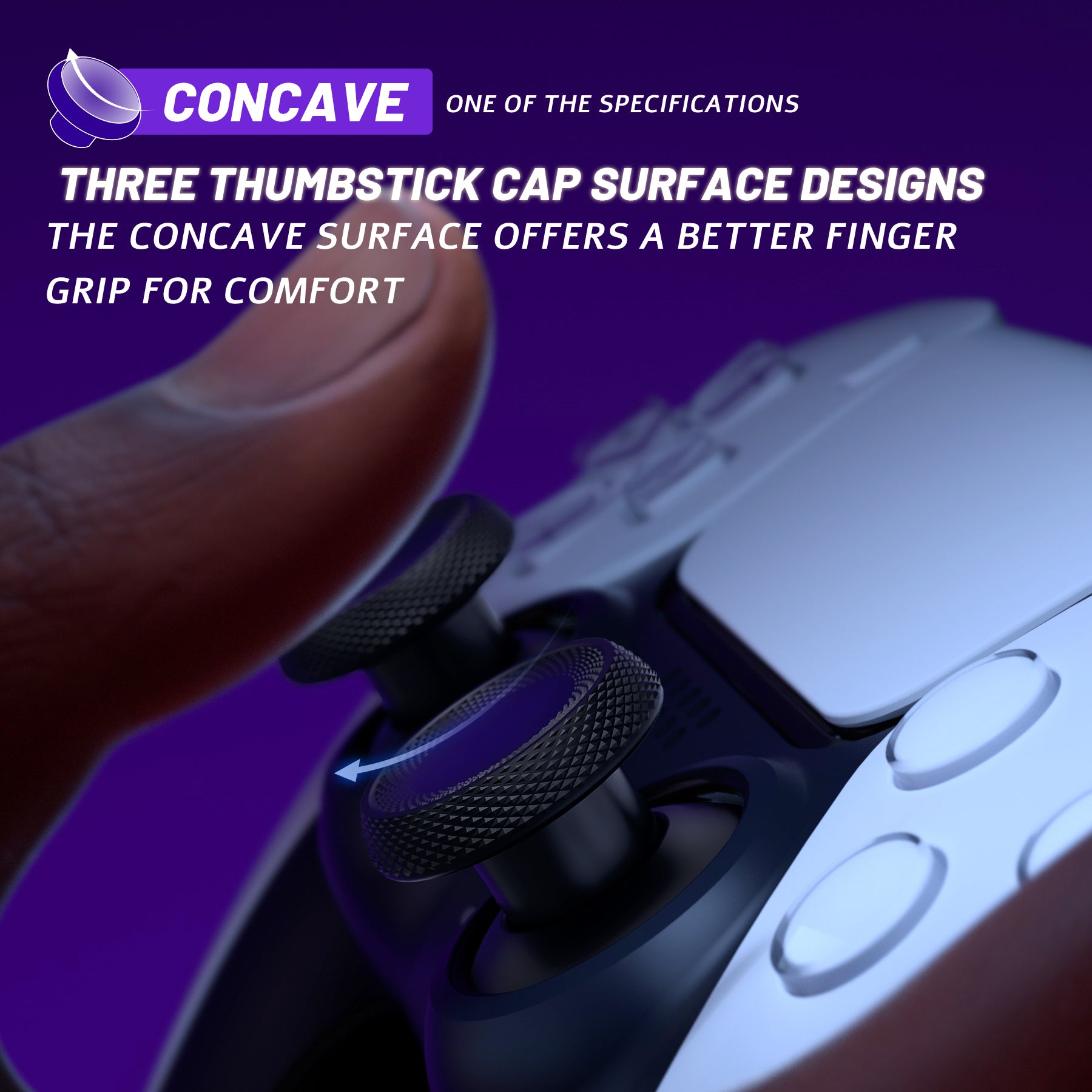 eXtremeRate ThumbsGear V3 Interchangeable Ergonomic Thumbstick for PS5 & PS4 Controller - Black eXtremeRate