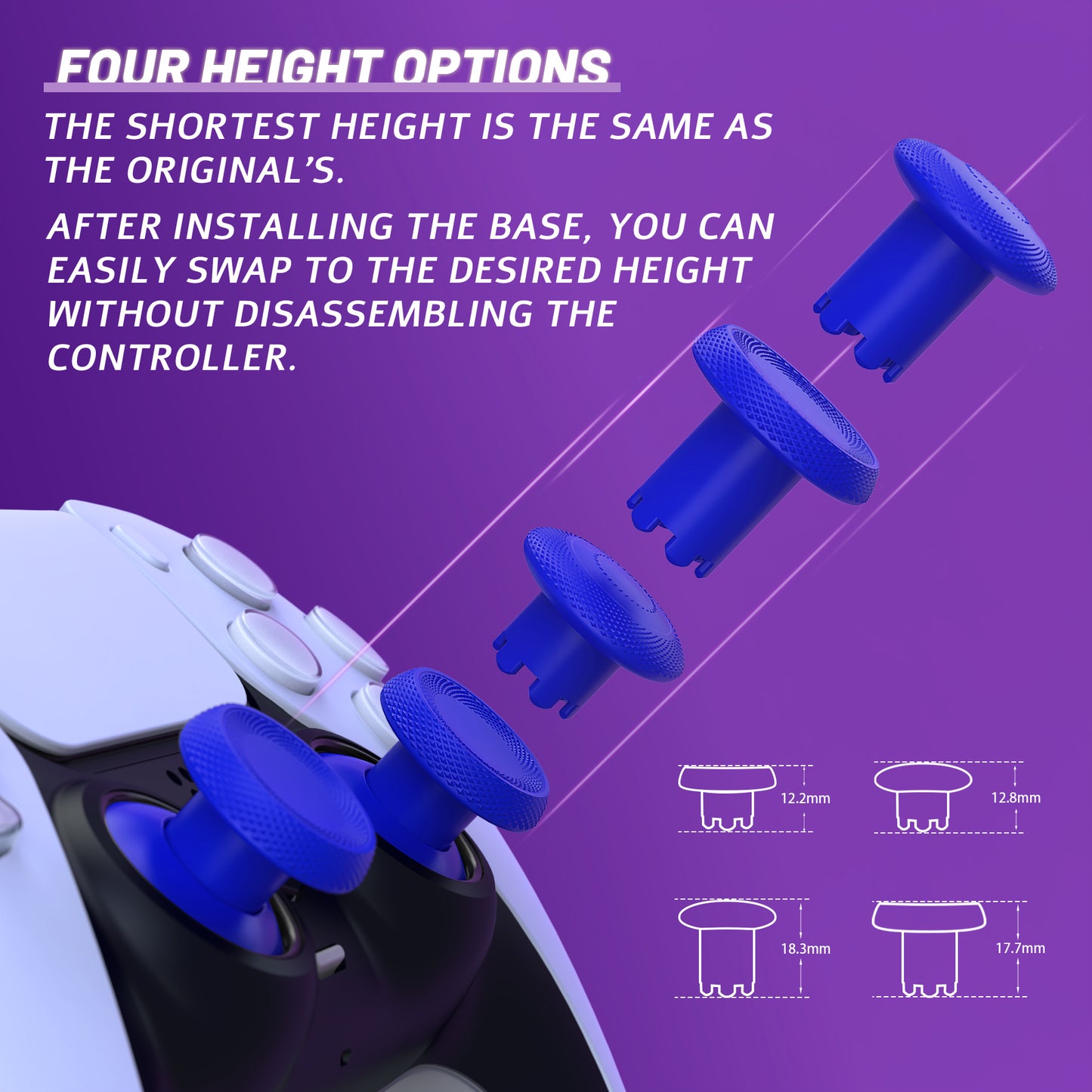 eXtremeRate ThumbsGear V3 Interchangeable Ergonomic Thumbstick for PS5 & PS4 Controller - Blue