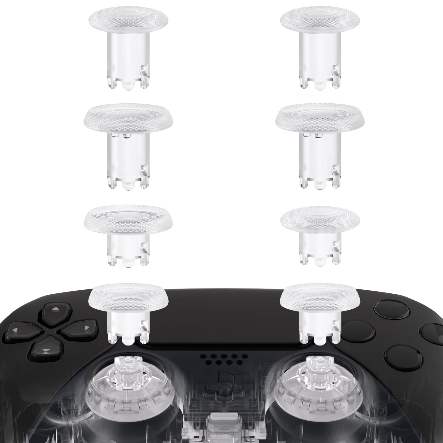 eXtremeRate ThumbsGear V3 Interchangeable Ergonomic Thumbstick for PS5 & PS4 Controller - Clear