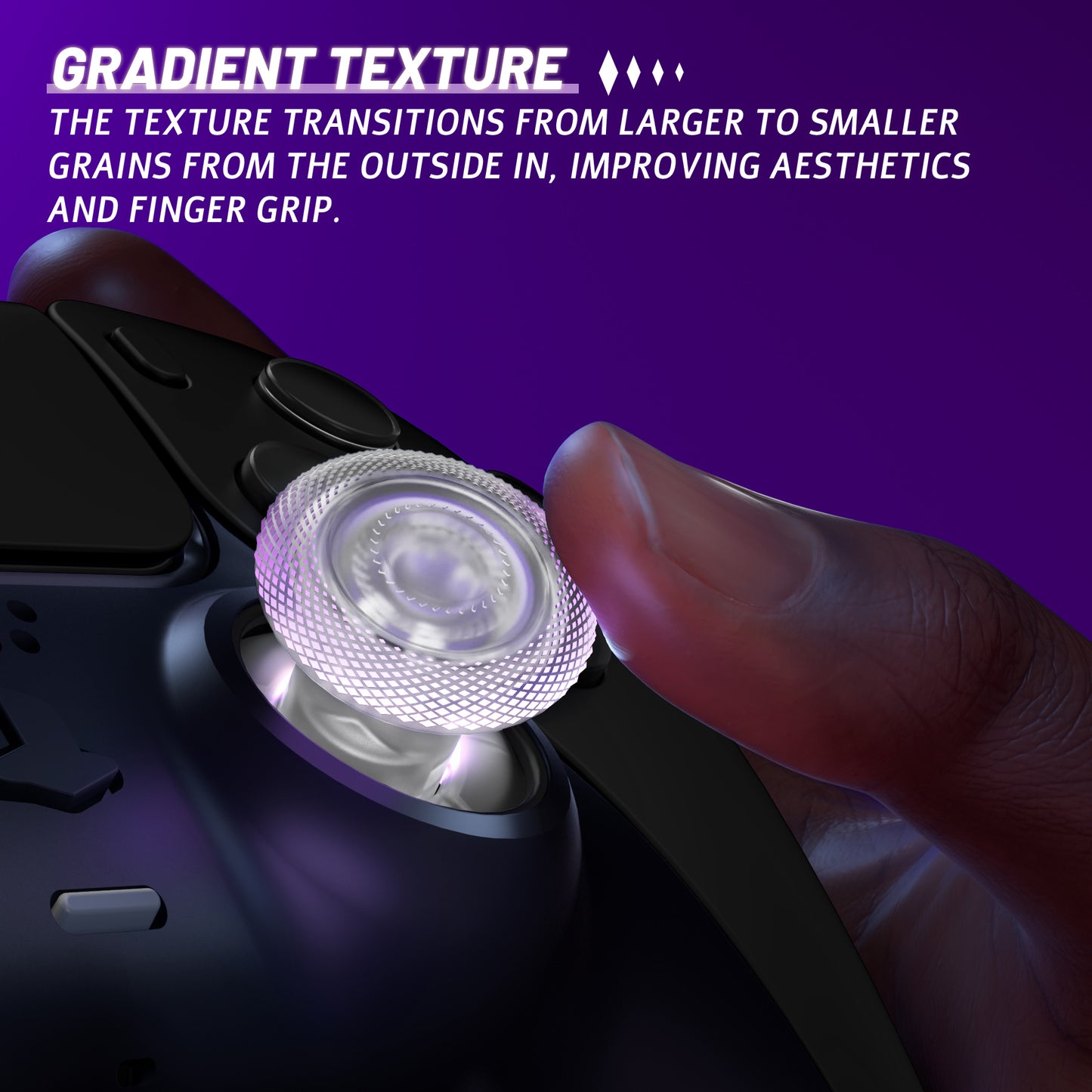 eXtremeRate ThumbsGear V3 Interchangeable Ergonomic Thumbstick for PS5 & PS4 Controller - Clear