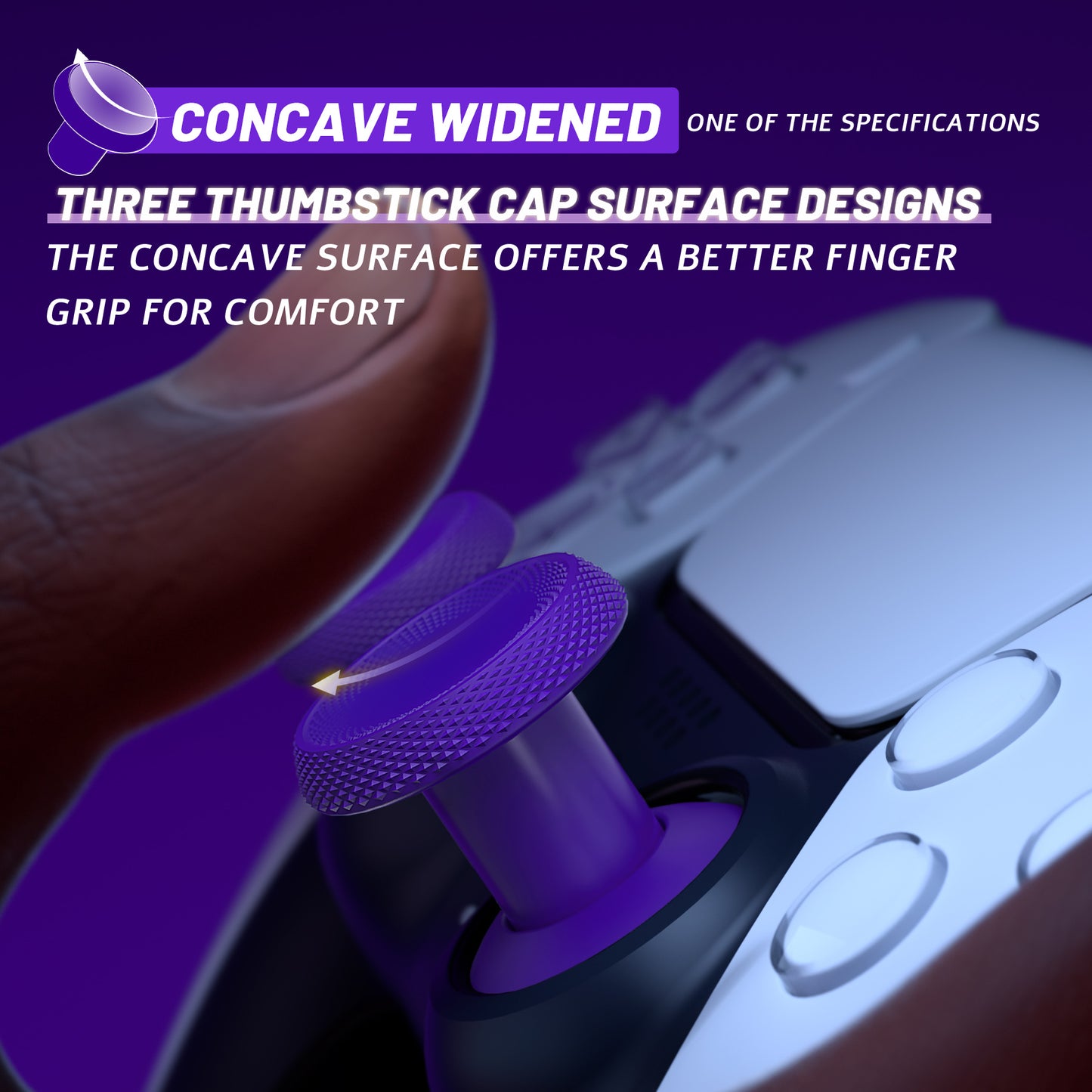 eXtremeRate ThumbsGear V3 Interchangeable Ergonomic Thumbstick for PS5 & PS4 Controller - Purple