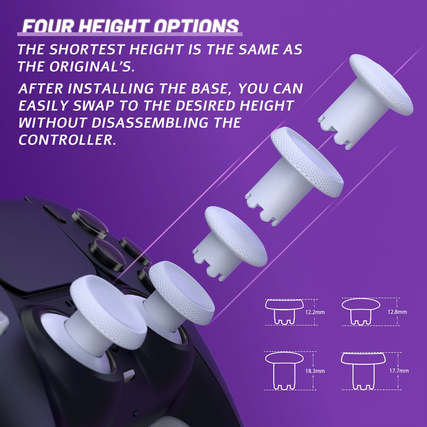 eXtremeRate ThumbsGear V3 Interchangeable Ergonomic Thumbstick for PS5 & PS4 Controller - Original White