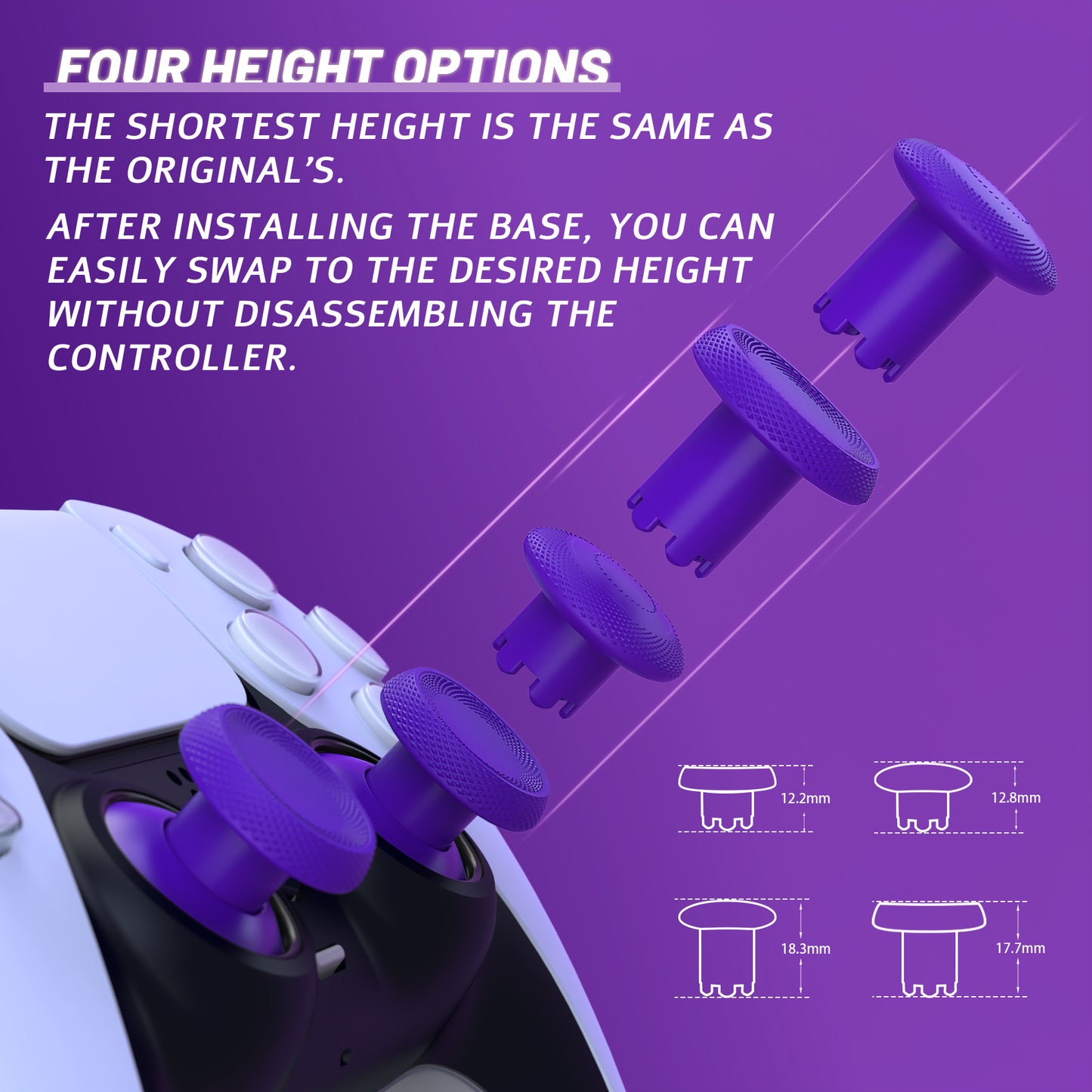 eXtremeRate ThumbsGear V3 Interchangeable Ergonomic Thumbstick for PS5 & PS4 Controller - Purple