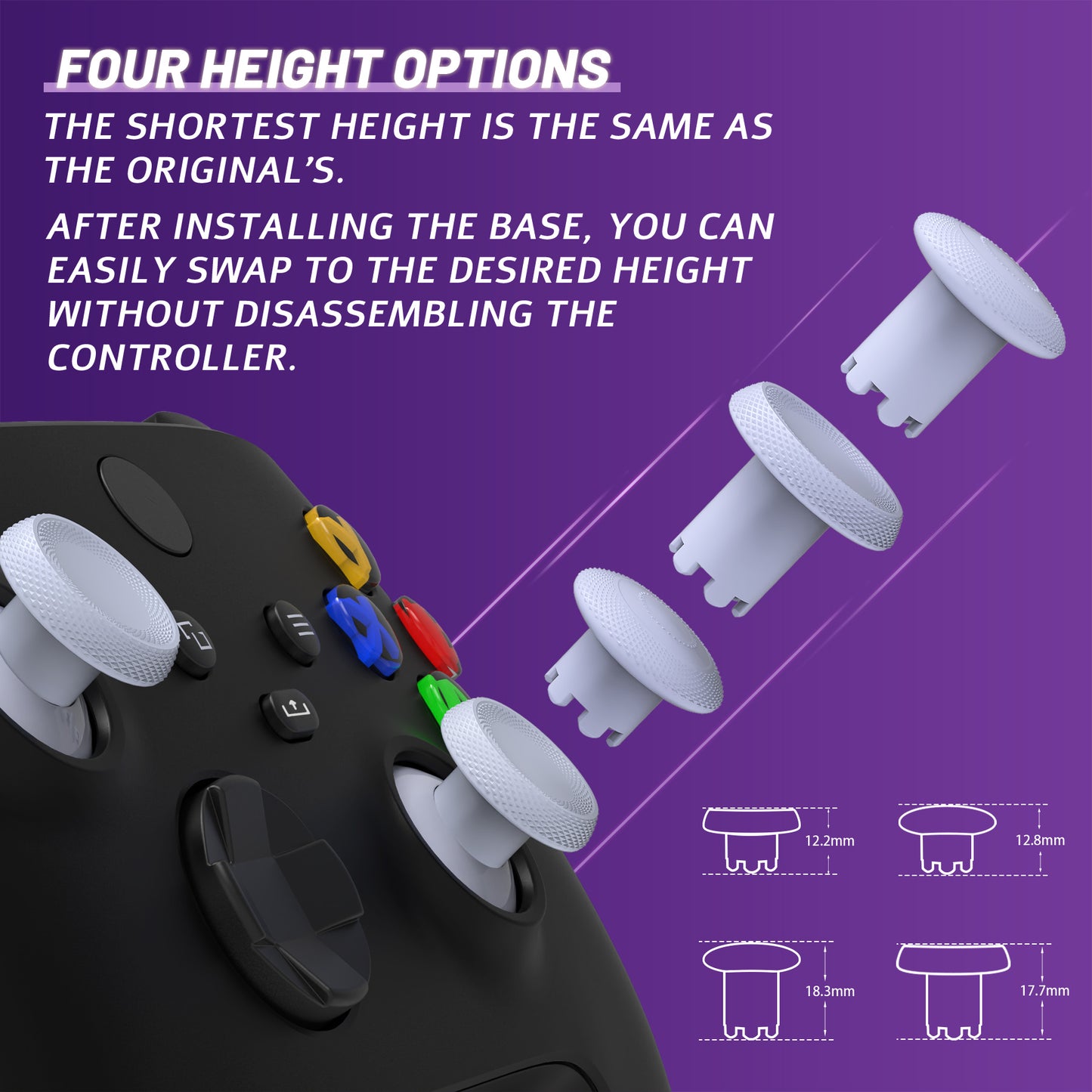 eXtremeRate ThumbsGear V3 Interchangeable Thumbsticks for Xbox Core Controller & Xbox One S/X/Elite Controller & Nintendo Switch Pro Controller - Original White