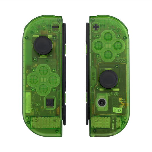 eXtremeRate Replacement Full Set Shell Case with Buttons for Joycon of NS Switch - Transparent Clear Green