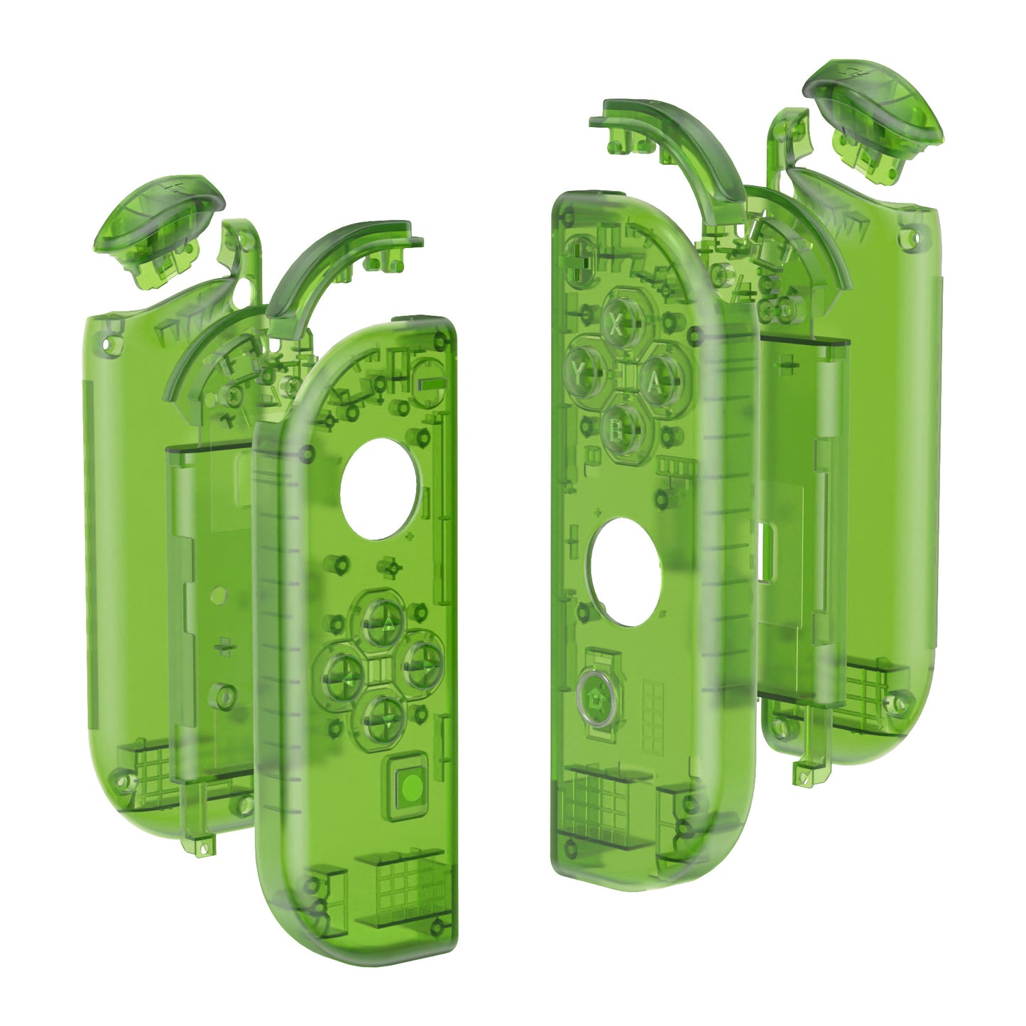 eXtremeRate Replacement Full Set Shell Case with Buttons for Joycon of NS Switch - Transparent Clear Green