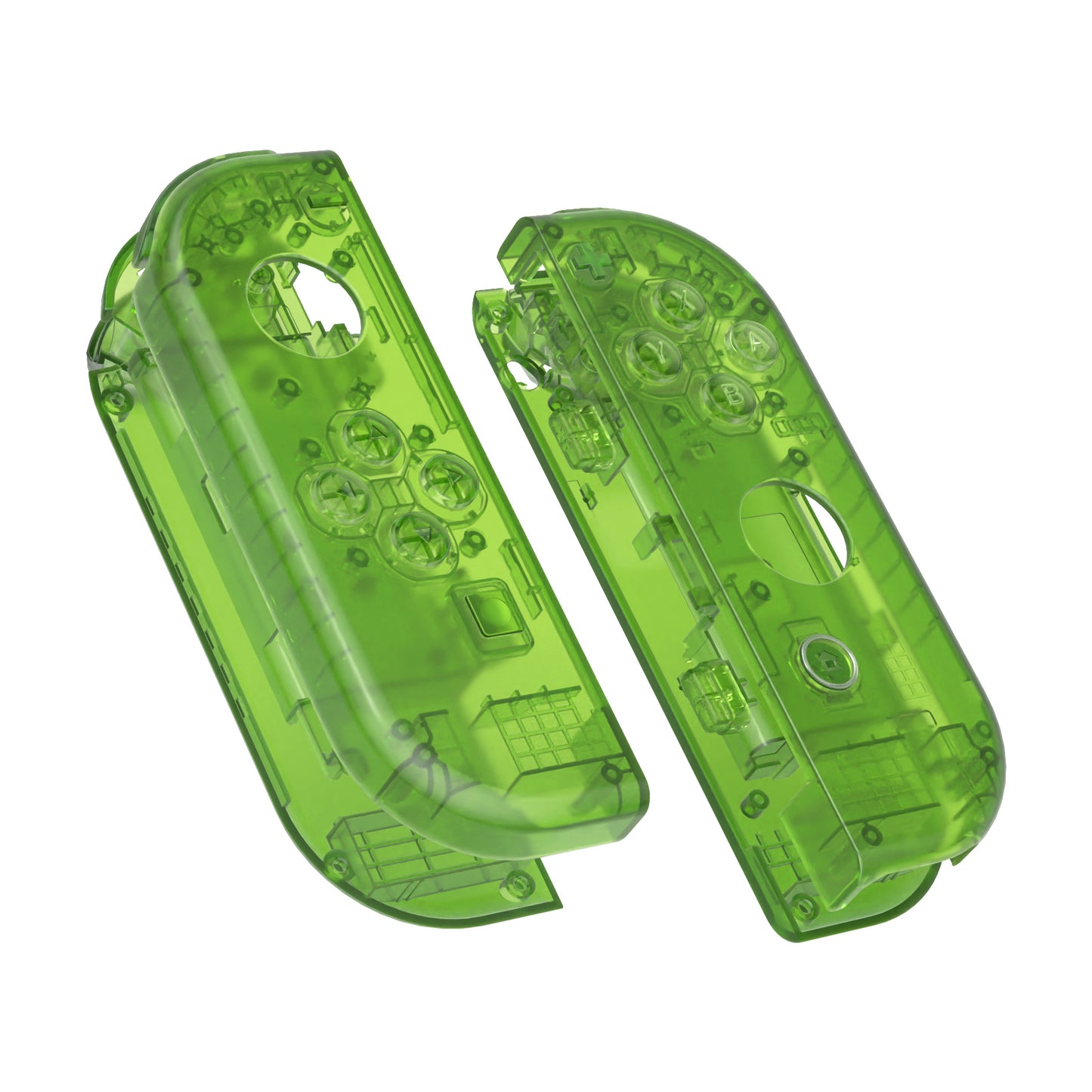 eXtremeRate Replacement Full Set Shell Case with Buttons for Joycon of NS Switch - Transparent Clear Green