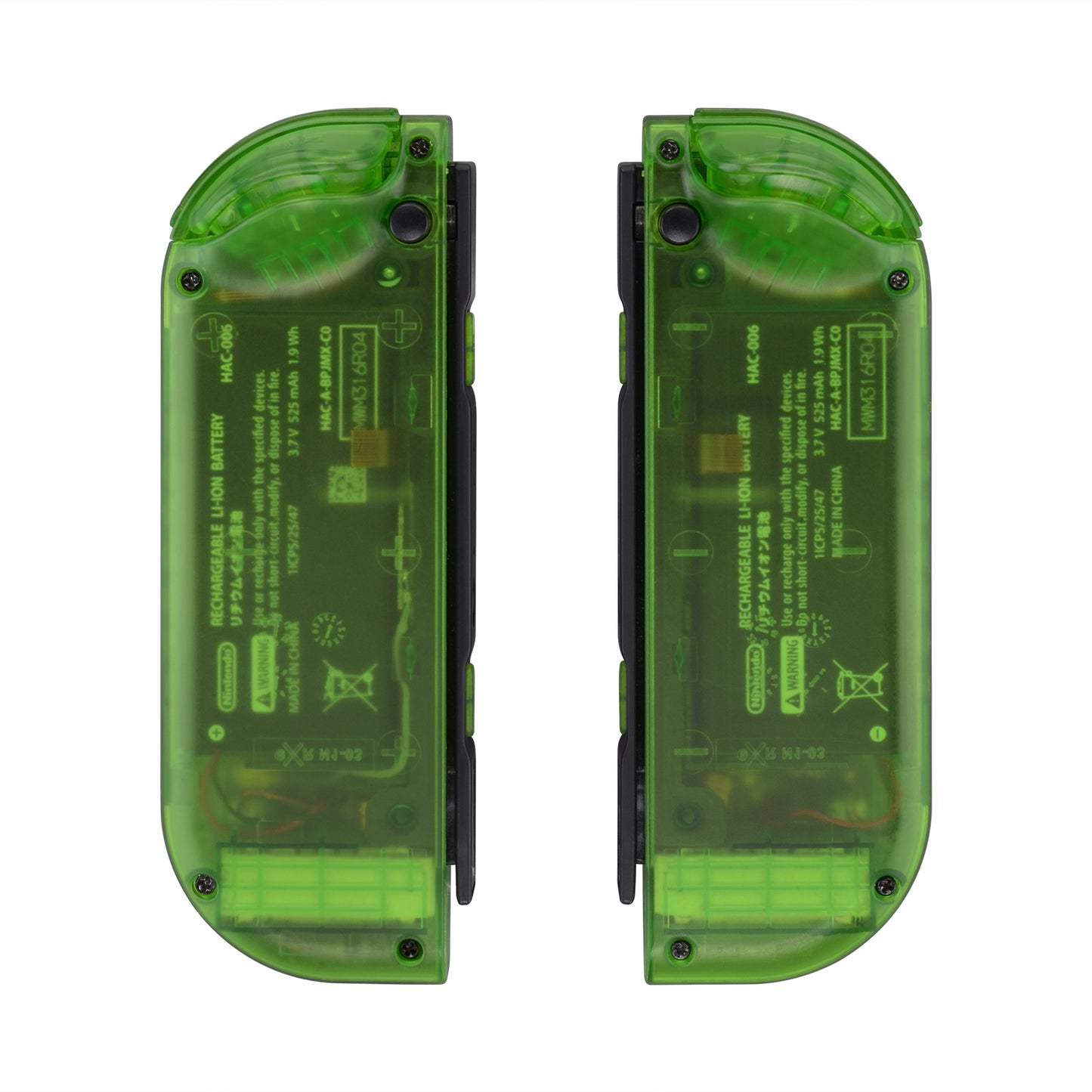 eXtremeRate Replacement Full Set Shell Case with Buttons for Joycon of NS Switch - Transparent Clear Green