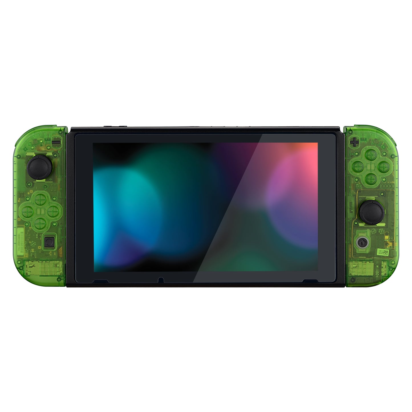 eXtremeRate Replacement Full Set Shell Case with Buttons for Joycon of NS Switch - Transparent Clear Green