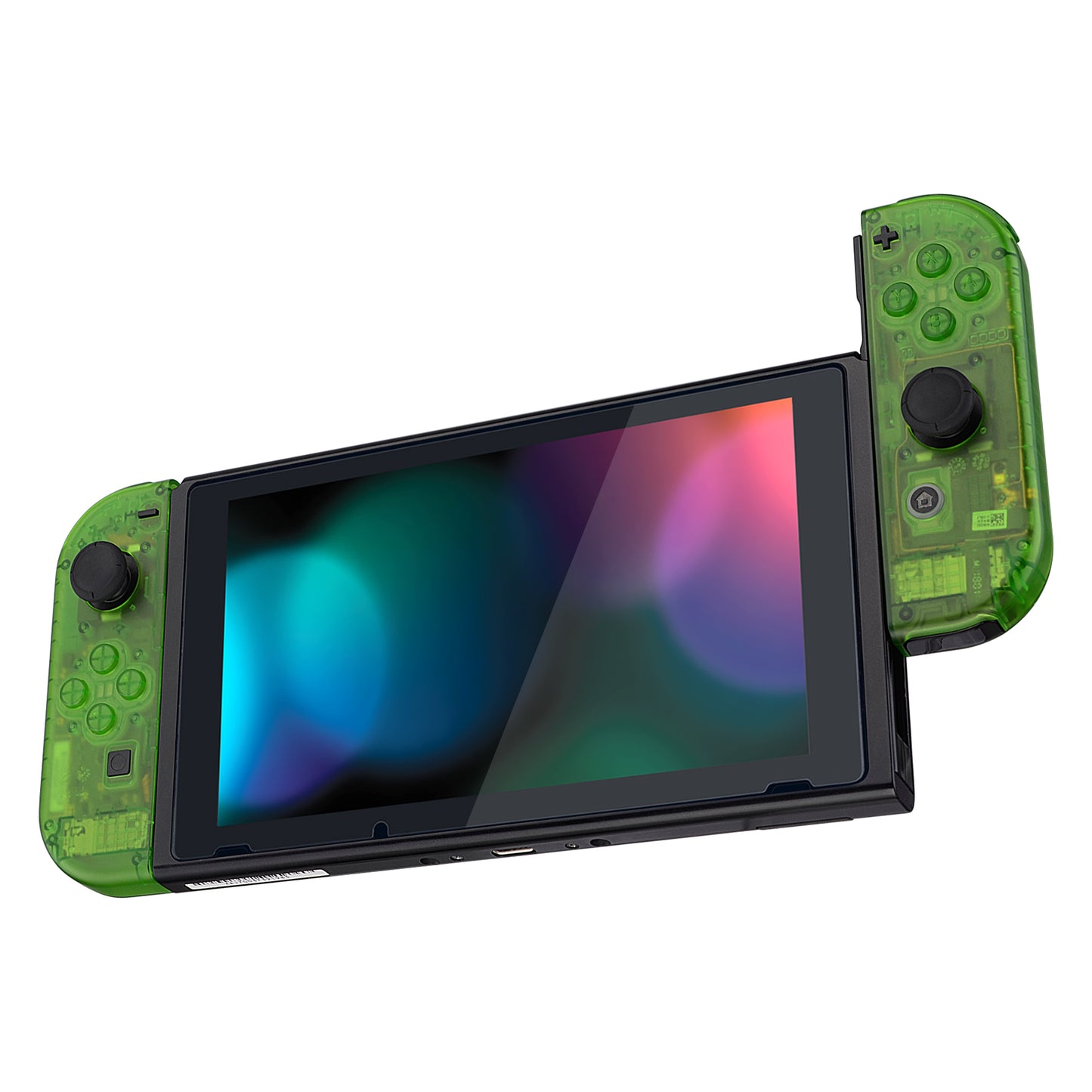 eXtremeRate Replacement Full Set Shell Case with Buttons for Joycon of NS Switch - Transparent Clear Green