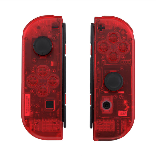 eXtremeRate Replacement Full Set Shell Case with Buttons for Joycon of NS Switch - Transparent Clear Red