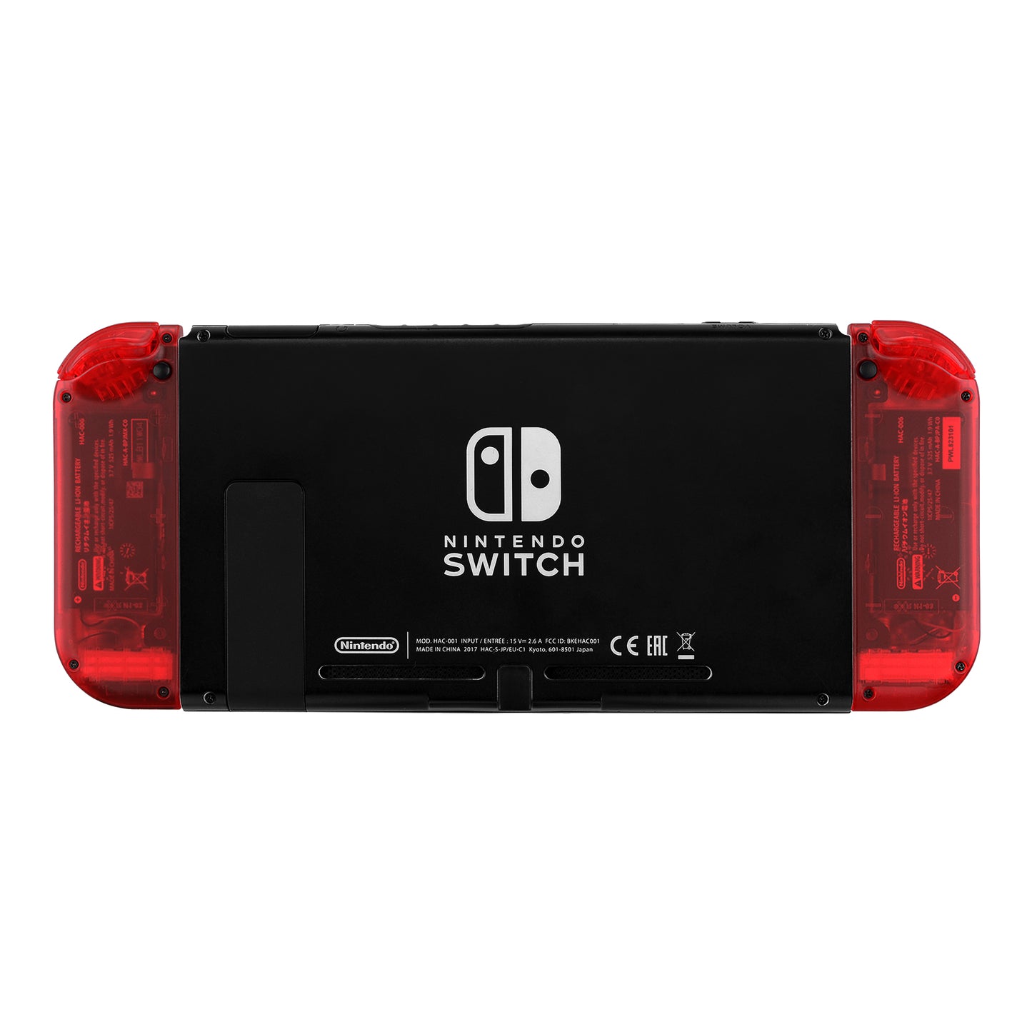 eXtremeRate Replacement Full Set Shell Case with Buttons for Joycon of NS Switch - Transparent Clear Red