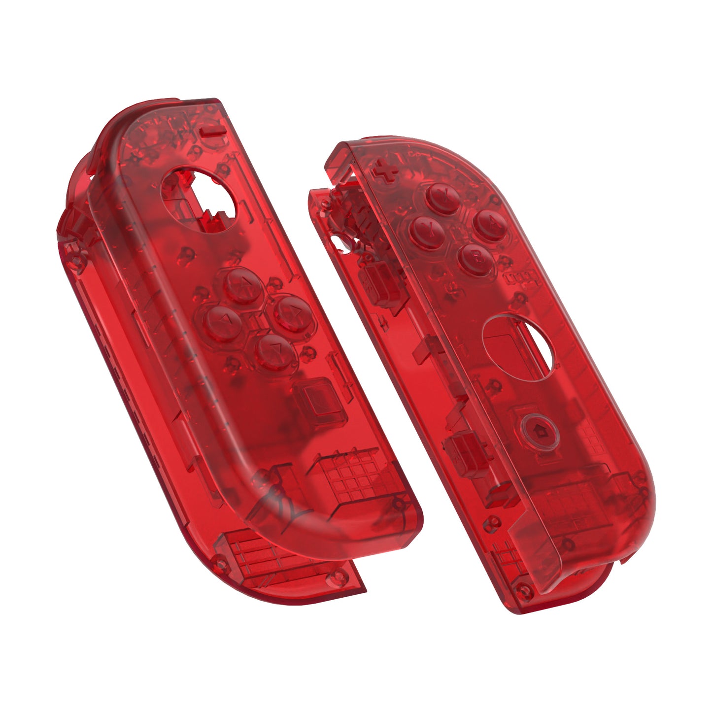 eXtremeRate Replacement Full Set Shell Case with Buttons for Joycon of NS Switch - Transparent Clear Red