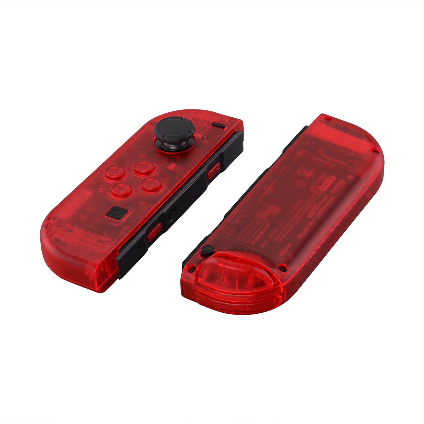 eXtremeRate Replacement Full Set Shell Case with Buttons for Joycon of NS Switch - Transparent Clear Red