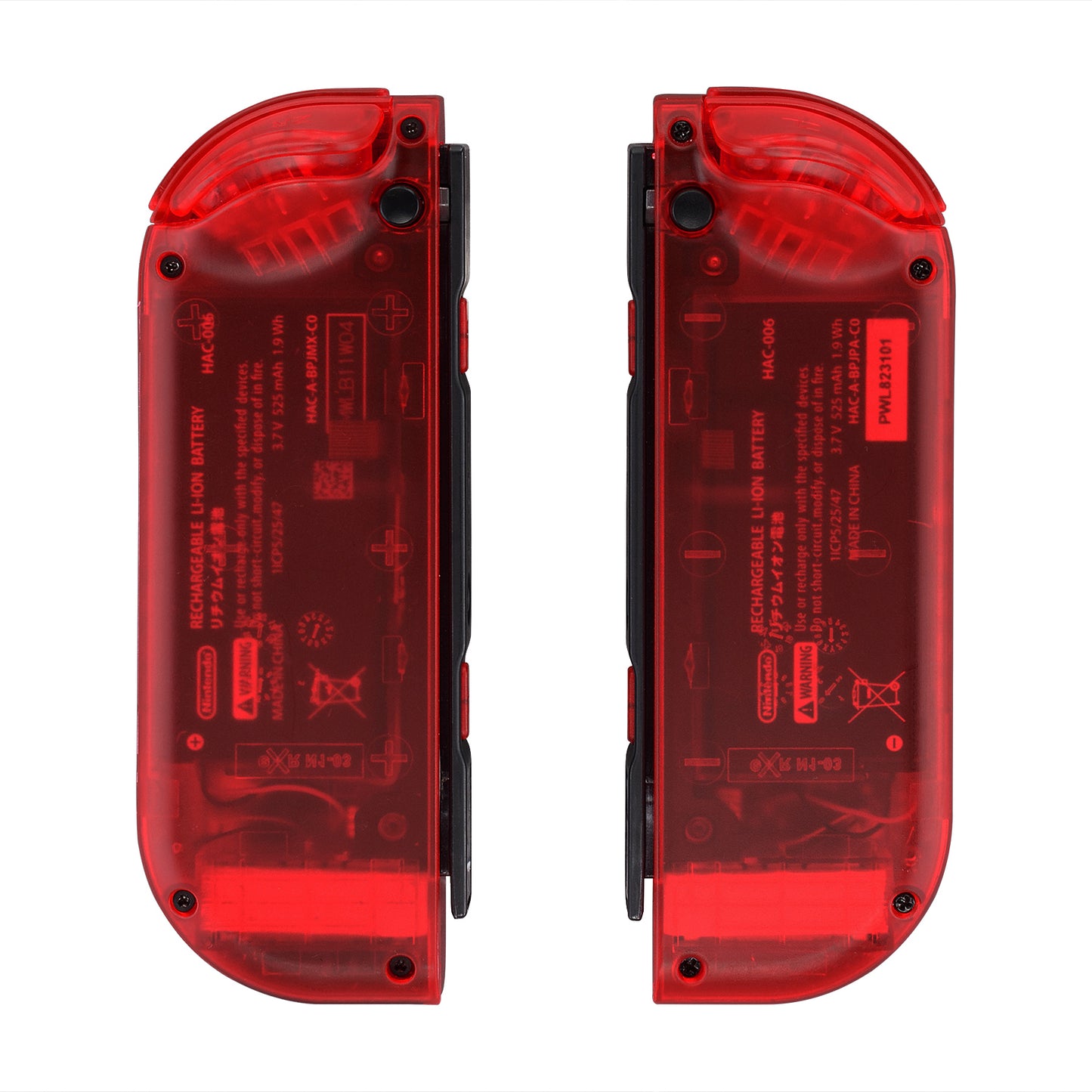 eXtremeRate Replacement Full Set Shell Case with Buttons for Joycon of NS Switch - Transparent Clear Red