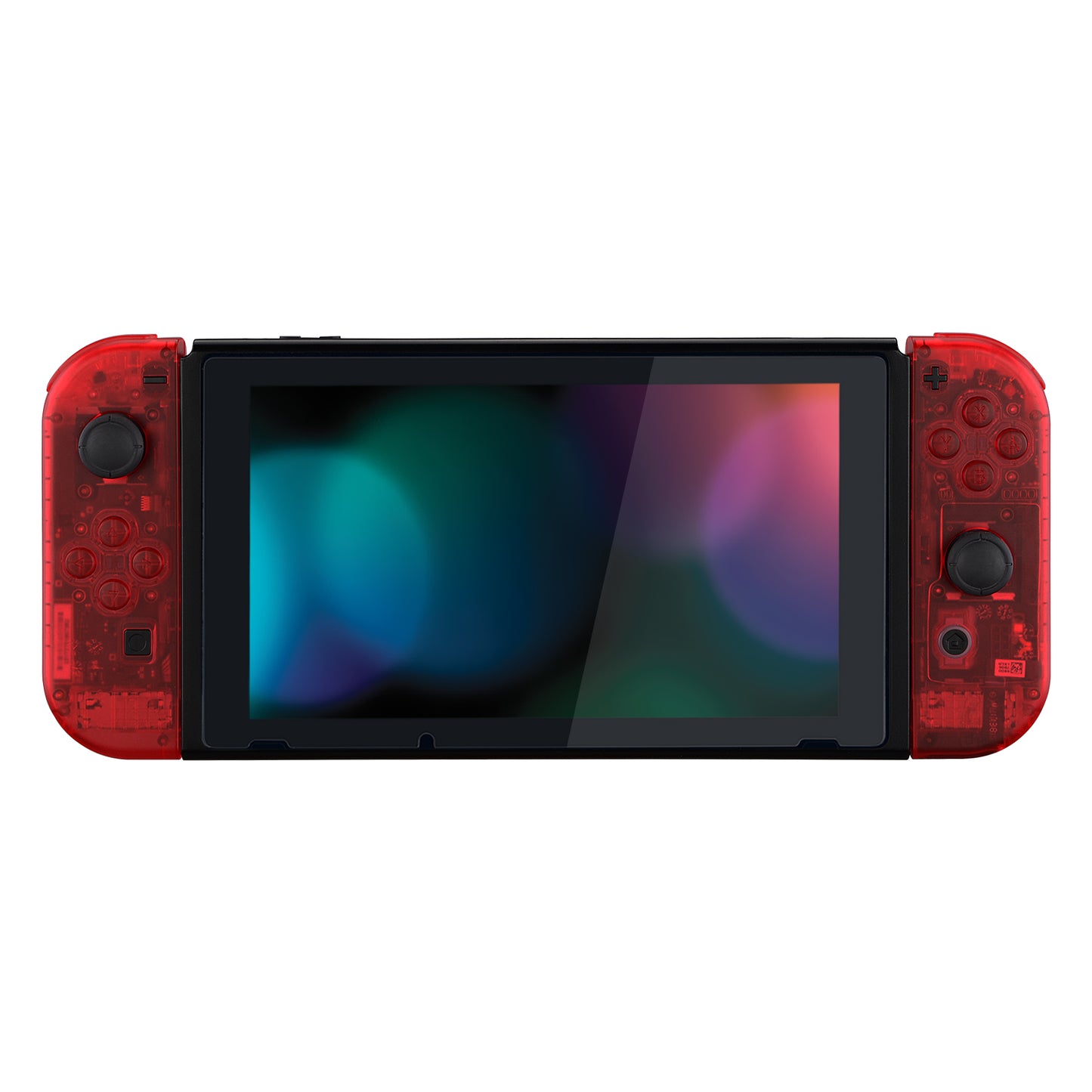 eXtremeRate Replacement Full Set Shell Case with Buttons for Joycon of NS Switch - Transparent Clear Red