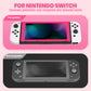 eXtremeRate 2 Pack Transparent HD Clear Tempered Glass Screen Protector for Nintendo Switch - Bright Pink