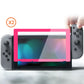 eXtremeRate 2 Pack Transparent HD Clear Tempered Glass Screen Protector for Nintendo Switch - Bright Pink