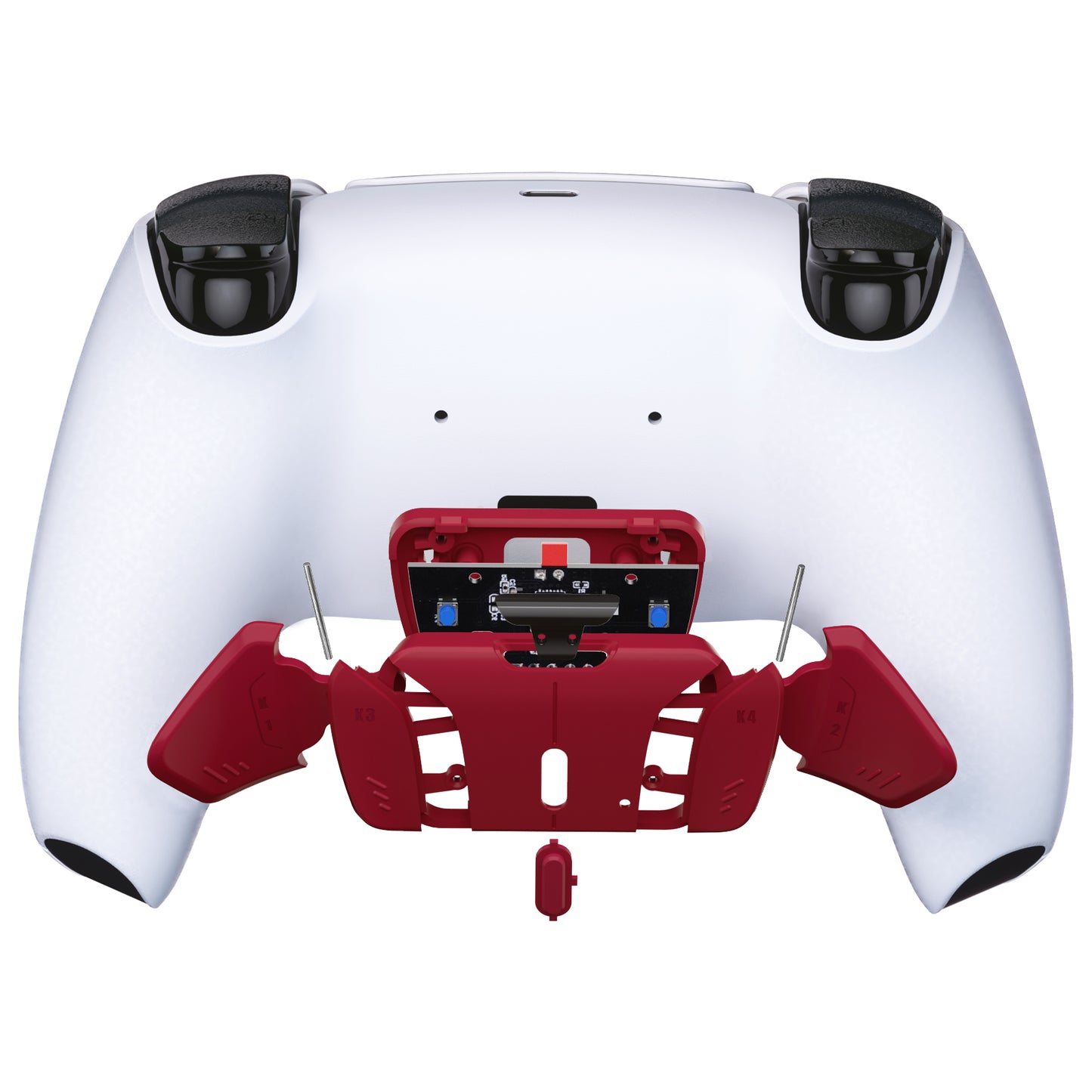 eXtremeRate Turn RISE to RISE4 Kit – Redesigned K1 K2 K3 K4 Back Buttons Housing & Remap PCB Board for eXtremeRate RISE & RISE4 Remap kit, Compatible with PS5 Controller - Volcanic Red