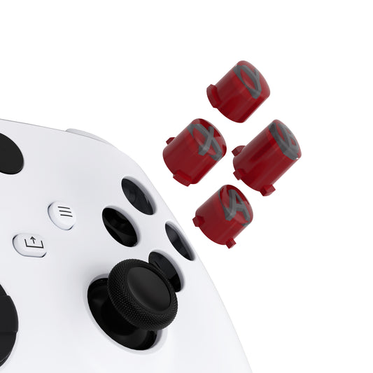 eXtremeRate Two-Tone ABXY Action Buttons with Classic Symbols for Xbox Series X/S Controller & Xbox One X/S & Xbox One Elite V1/V2 Controller - Carmine Red & Clear & Classic Gray