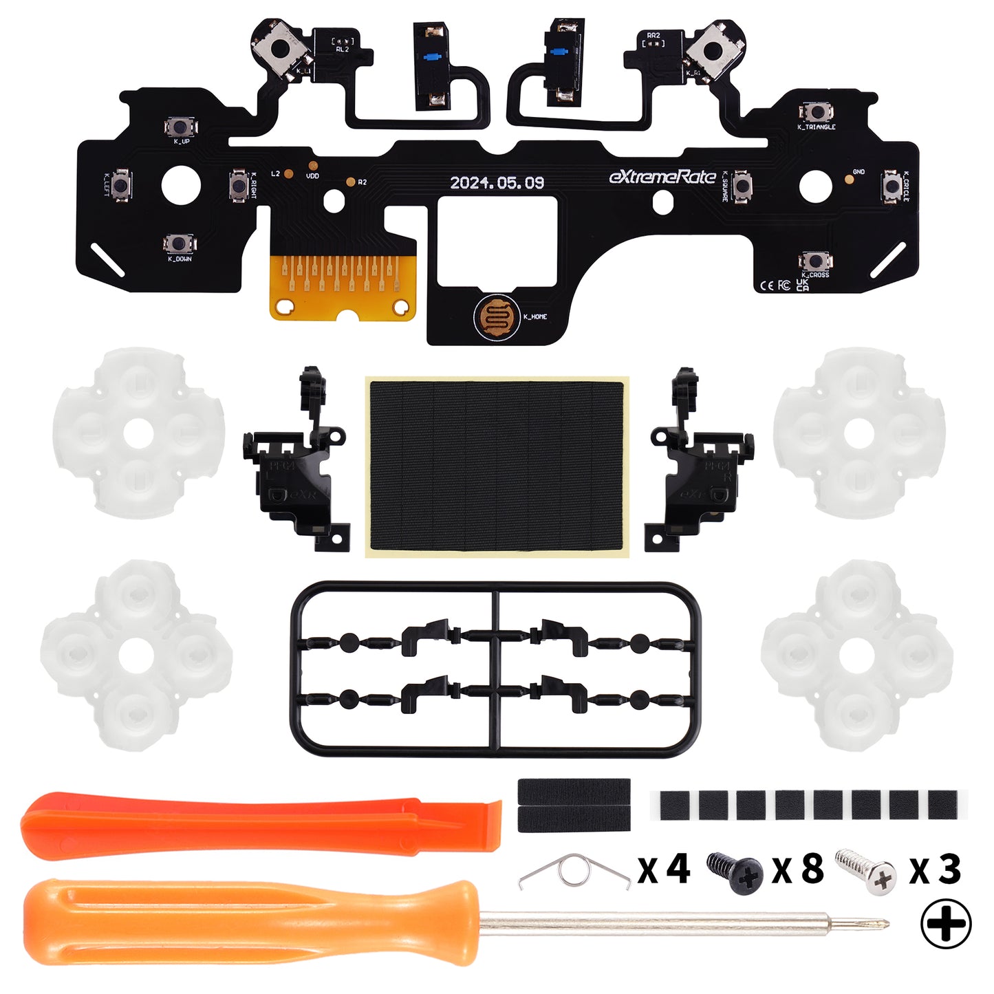 eXtremeRate Whole Set - Light Version Micro Switch Clicky Hair Trigger Kit & Tactile Face Clicky Kit for PS5 Controller BDM-040