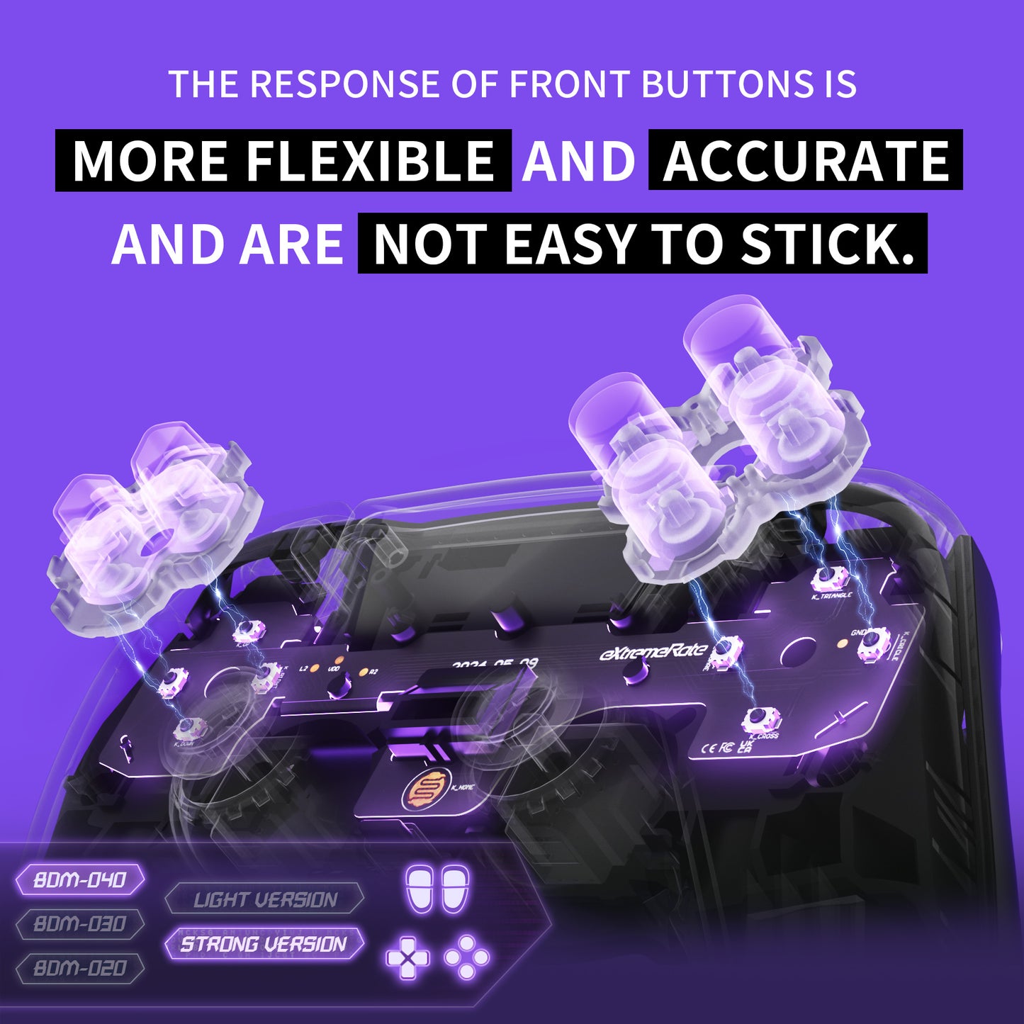 eXtremeRate Whole Set - Strong Version Micro Switch Clicky Hair Trigger Kit & Tactile Face Clicky Kit for PS5 Controller BDM-040