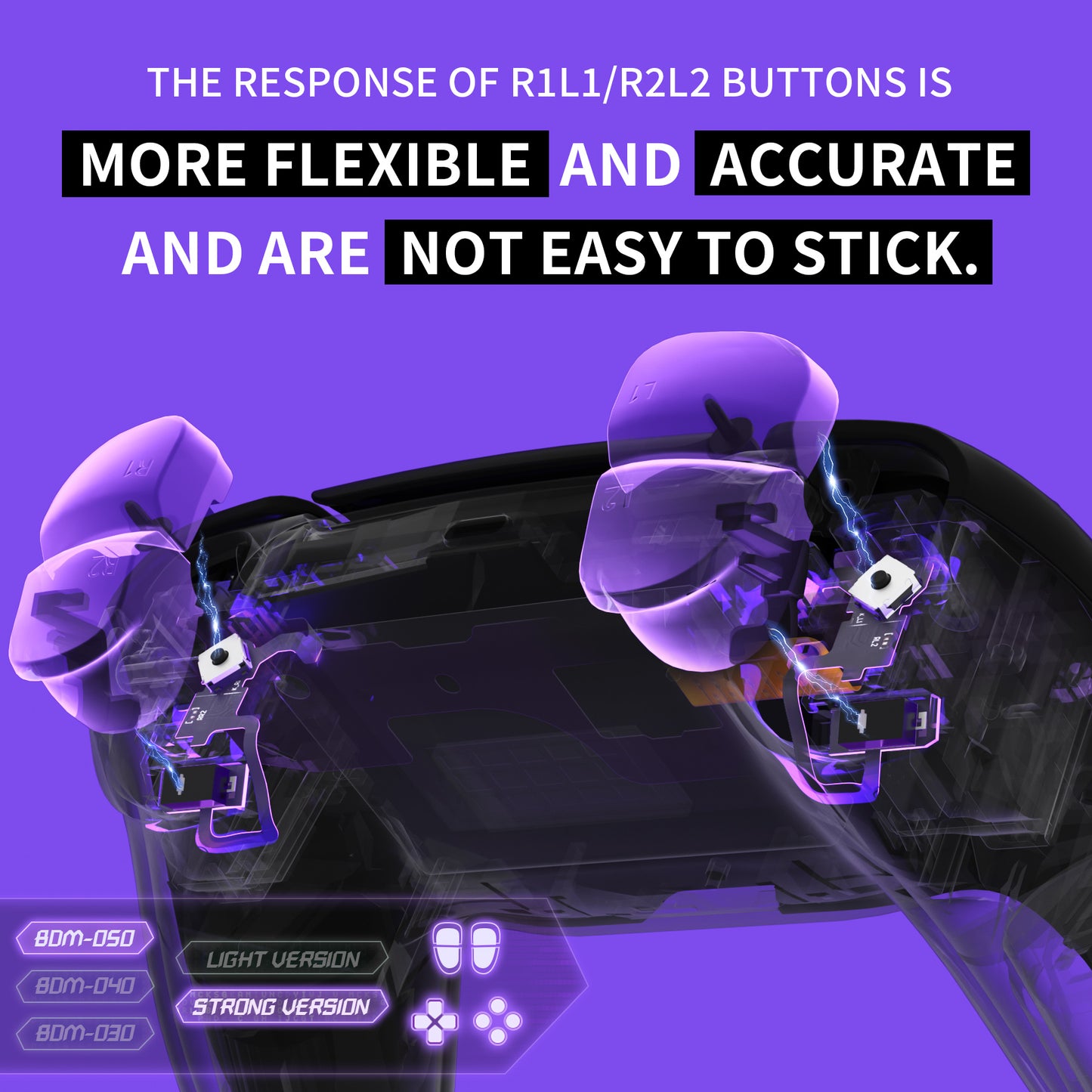 eXtremeRate Whole Set - Strong Version Clicky Kit V2 for PS5 Controller BDM-050 Shoulder Face Buttons, Micro Switch L2R2 Clicky Hair Trigger Kit and Tactile L1R1 Face Buttons Mouse Click for PS5 Controller