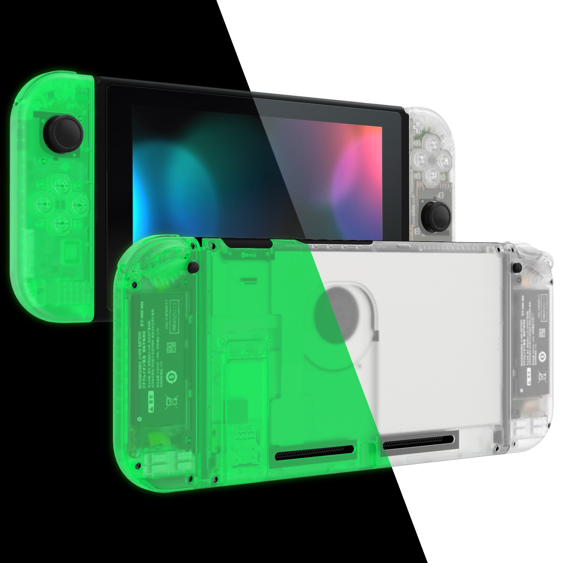 eXtremeRate Glow in Dark - Green Back Plate for Nintendo Switch Console ...