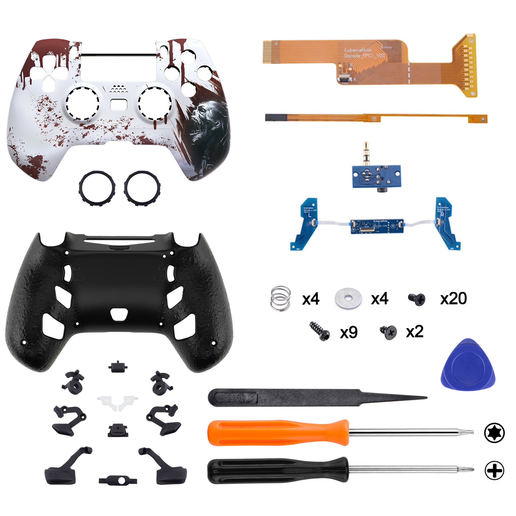 eXtremeRate DECADE Tournament Controller (DTC) Upgrade Kit for PS4  Controller JDM-040/050/055 - Blood Zombie