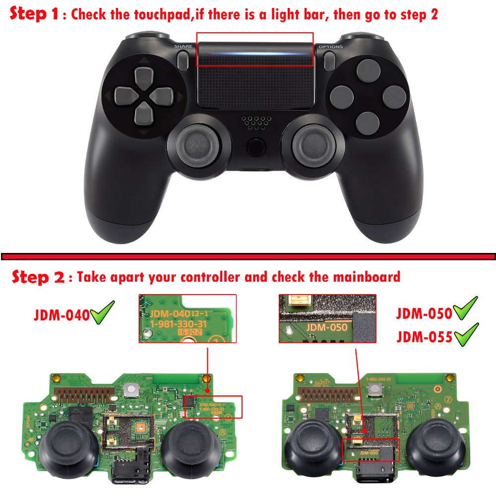 PS4コントローラー用全体の触感クリッキーキットショルダーフェイスDpadボタン、カスタムフラッシュショットボタンストップフレックスケーブル、PS4コントローラー用マウスクリックキットCUH-ZCT2  JDM-040/050/055 - P4MD003