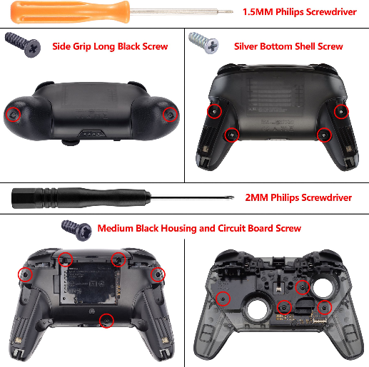 eXtremeRate Black Replacement Handle Grips for Nintendo Switch Pro ...