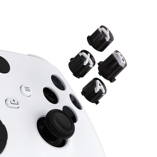 eXtremeRate Retail Three-Tone Black & Clear & White ABXY Action Buttons with Classic Symbols for Xbox Series X & S Controller & Xbox One S/X & Xbox One Elite V1/V2 Controller - JDX3M001