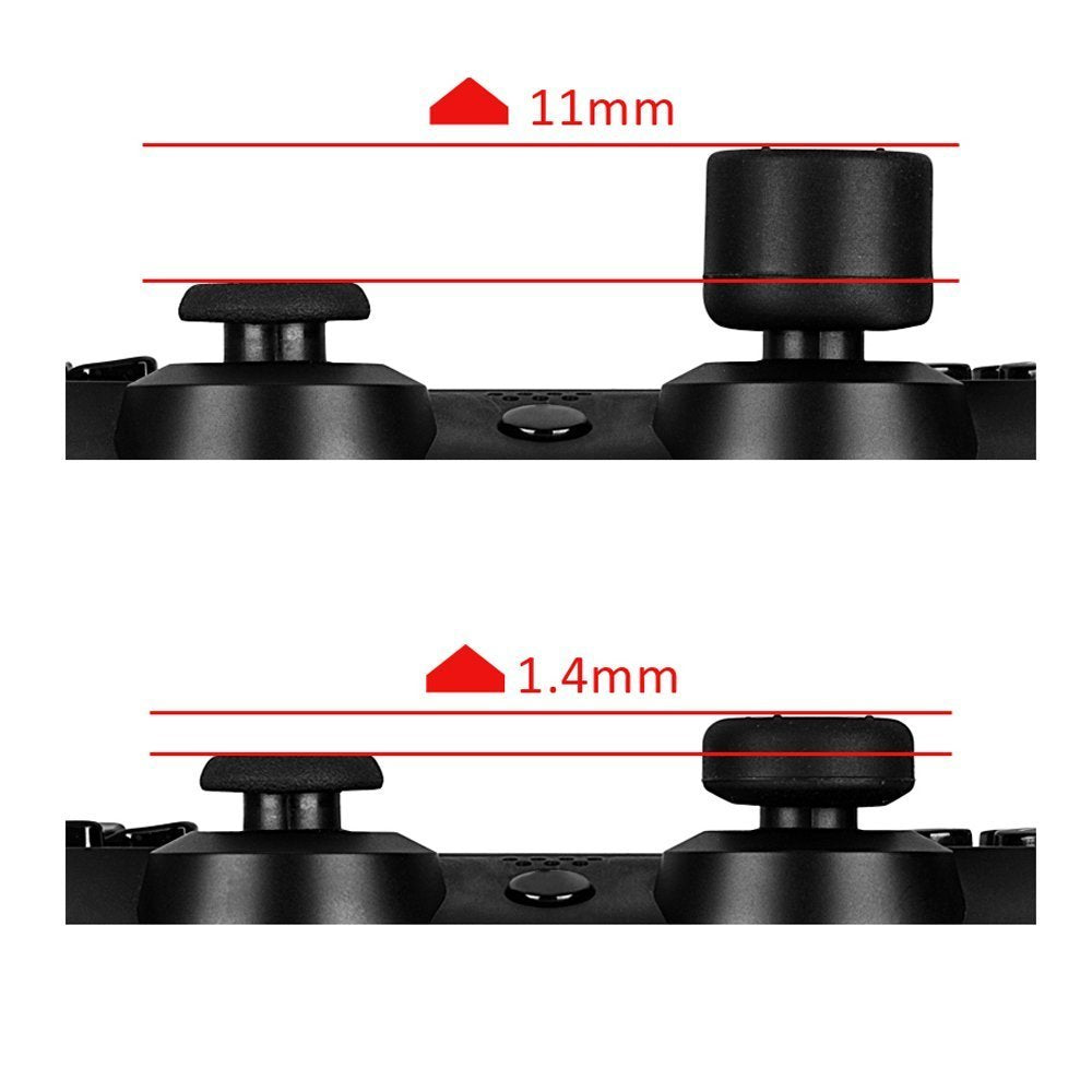 eXtremeRate Retail 8 Black Silicone Rubber Precision Platporm Raised Analog Sticks Thumb Grips for ps4 Slim ps4 Pro Thumbsticks - ZXBJ122