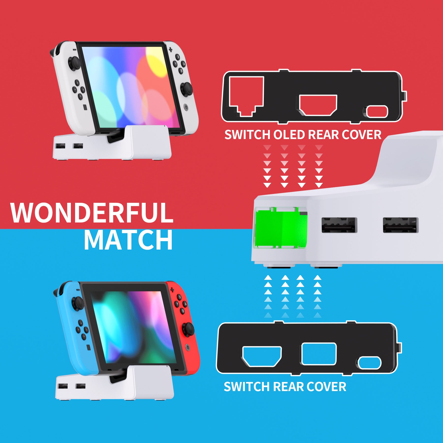 eXtremeRate Retail eXtremeRate AiryDocky DIY Kit White Replacement Case for Nintendo Switch Dock, Redesigned Portable Mini Dock Shell Cover for Nintendo Switch OLED - Shells Only, Dock & Circuit Board NOT Included - LLNSM003