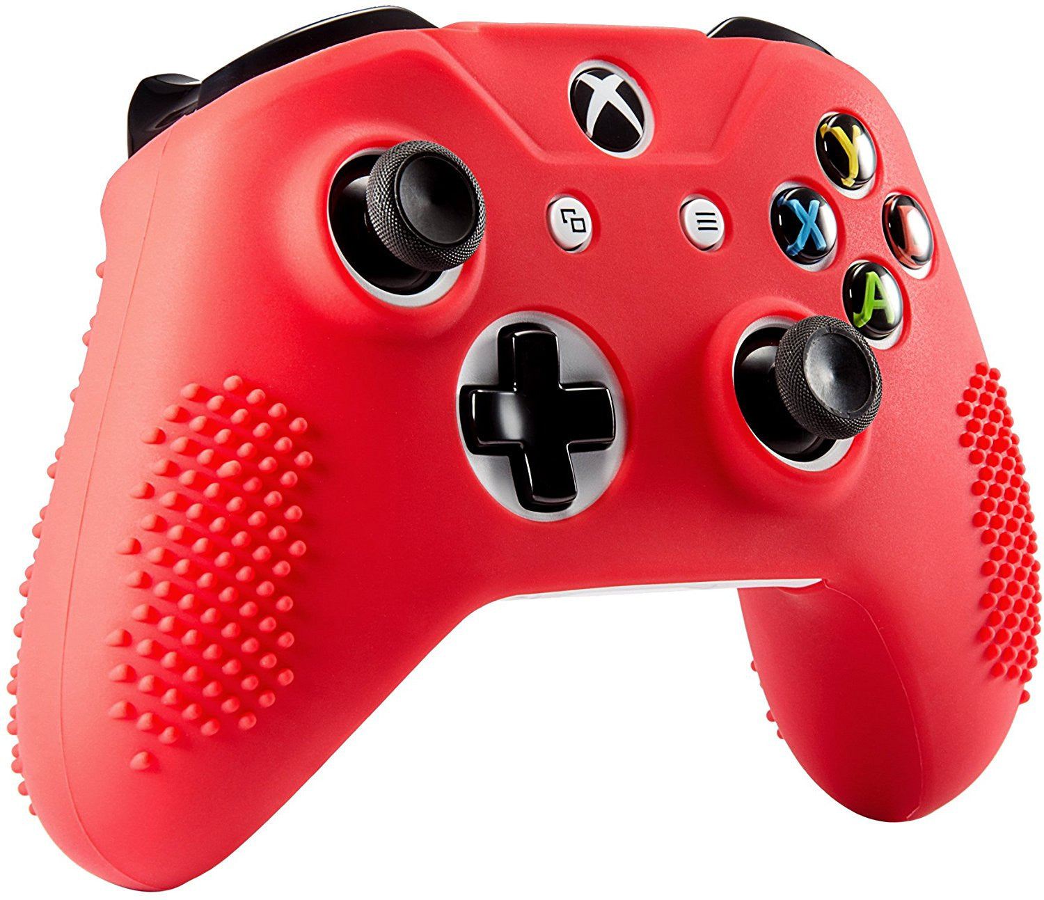 eXtremeRate Retail Soft Red Silicone Controller Cover Grips Caps Protective Case for Xbox One S for Xbox One X -XBOWP0039GC