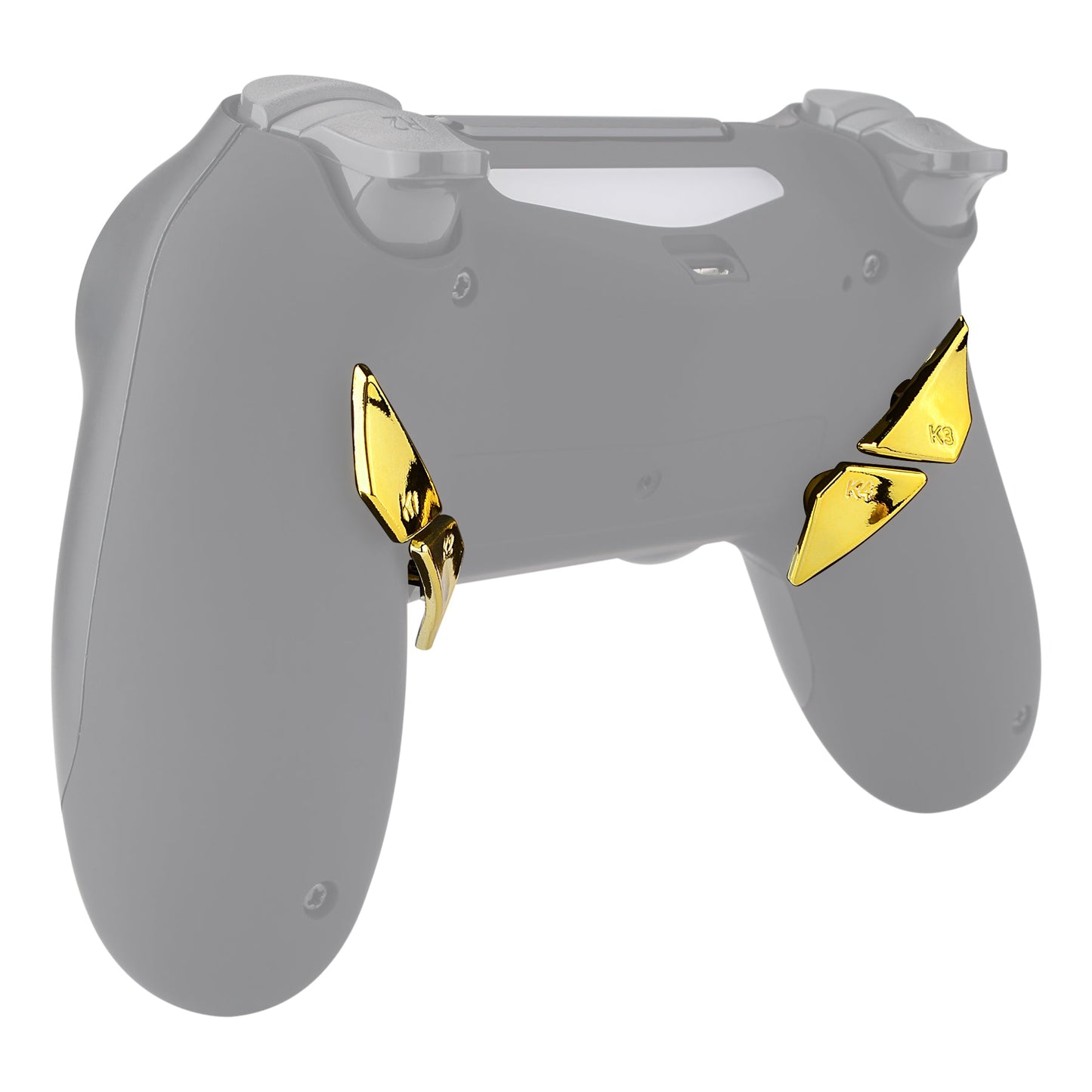 eXtremeRate Retail Chrome Gold Replacement Redesigned Back Buttons K1 K2 K3 K4 Paddles for eXtremeRate ps4 Controller Dawn Remap Kit - P4GZ016