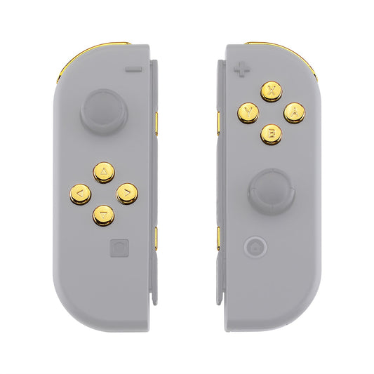 eXtremeRate Retail Chrome Gold Glossy Replacement ABXY Direction Keys SR SL L R ZR ZL Trigger Buttons Springs, Full Set Buttons Repair Kits with Tools for NS Switch JoyCon & OLED JoyCon - JoyCon Shell NOT Included - AJ301